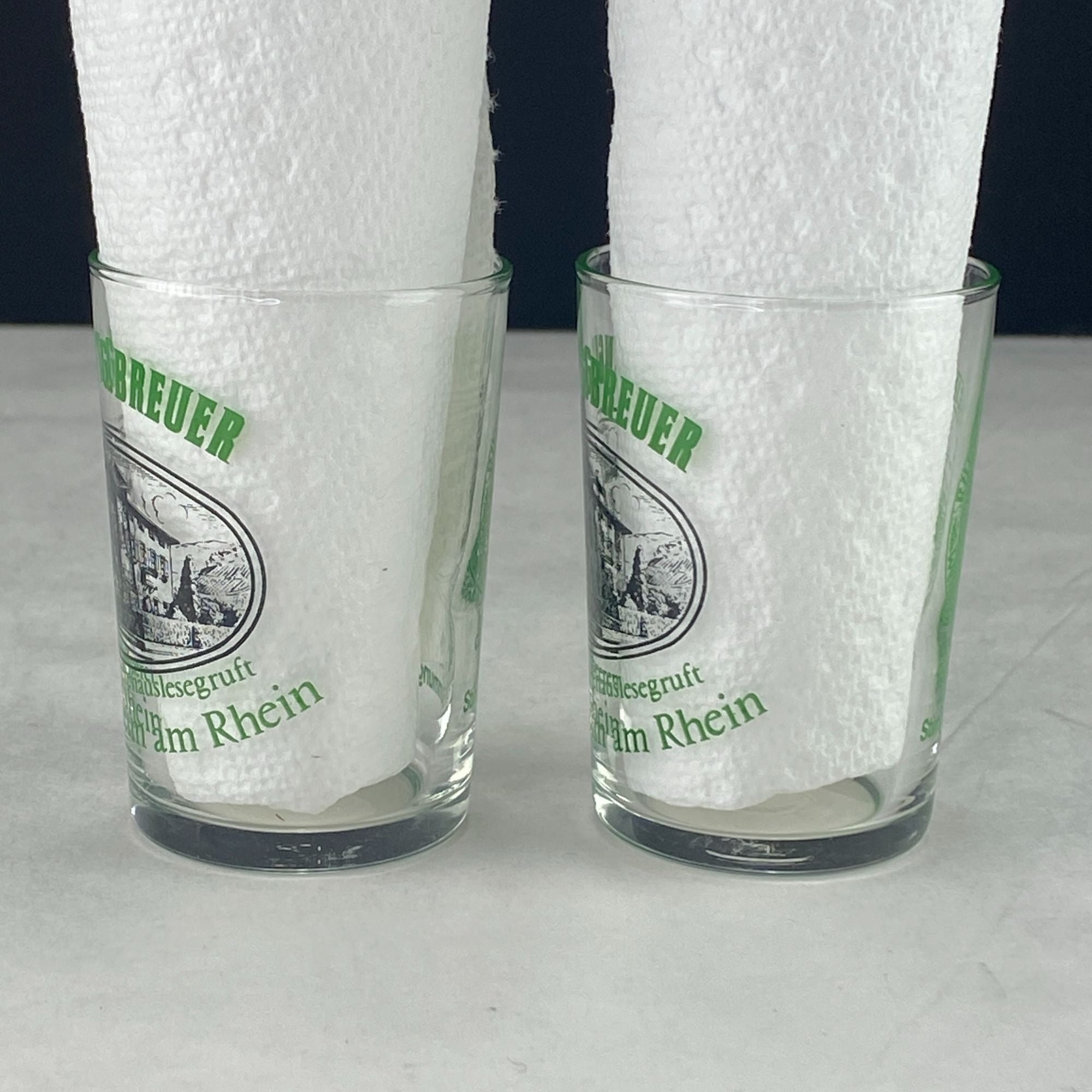 Vintage Weingut G Breuer Souvenir Wine Tasting Glass Lot of 2