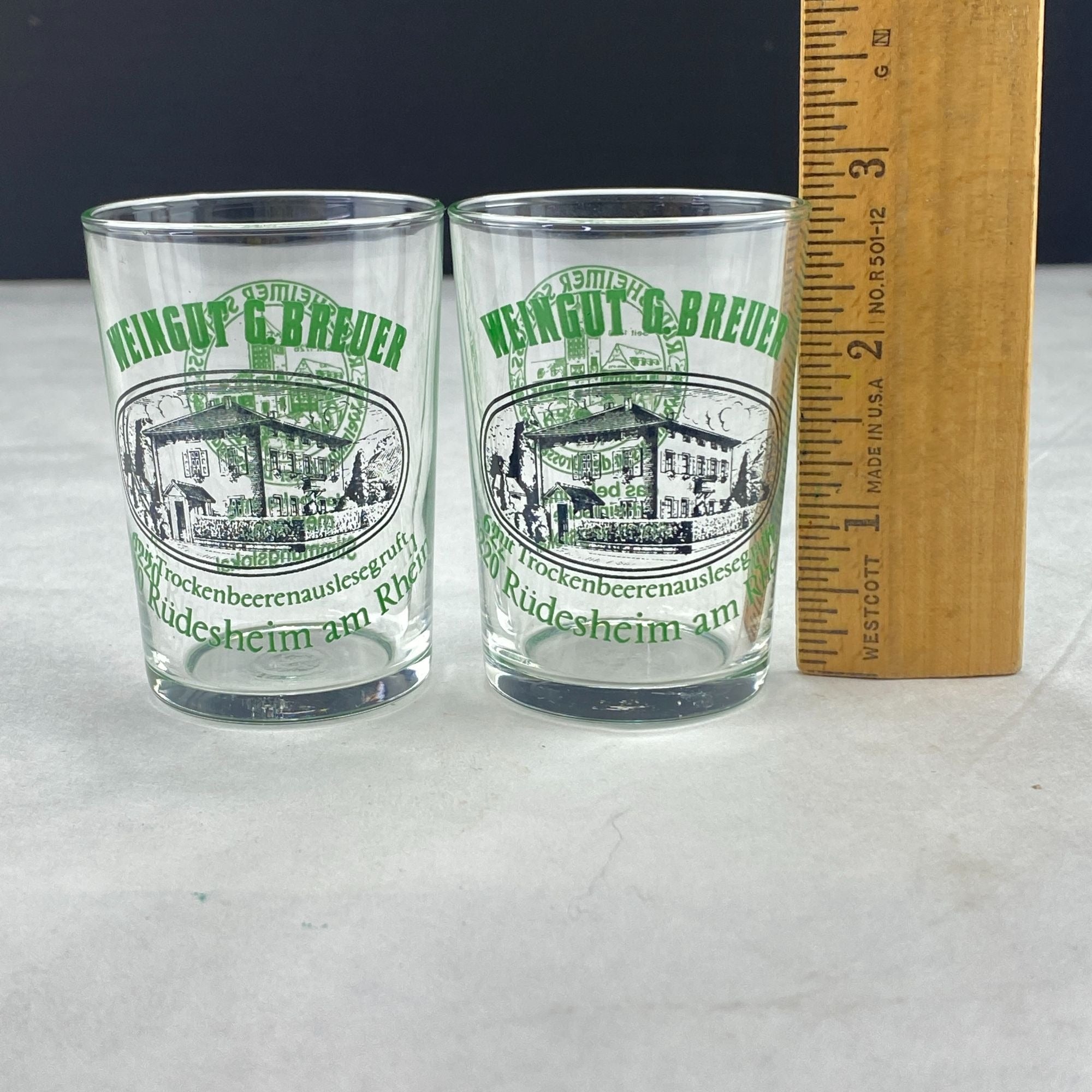 Vintage Weingut G Breuer Souvenir Wine Tasting Glass Lot of 2
