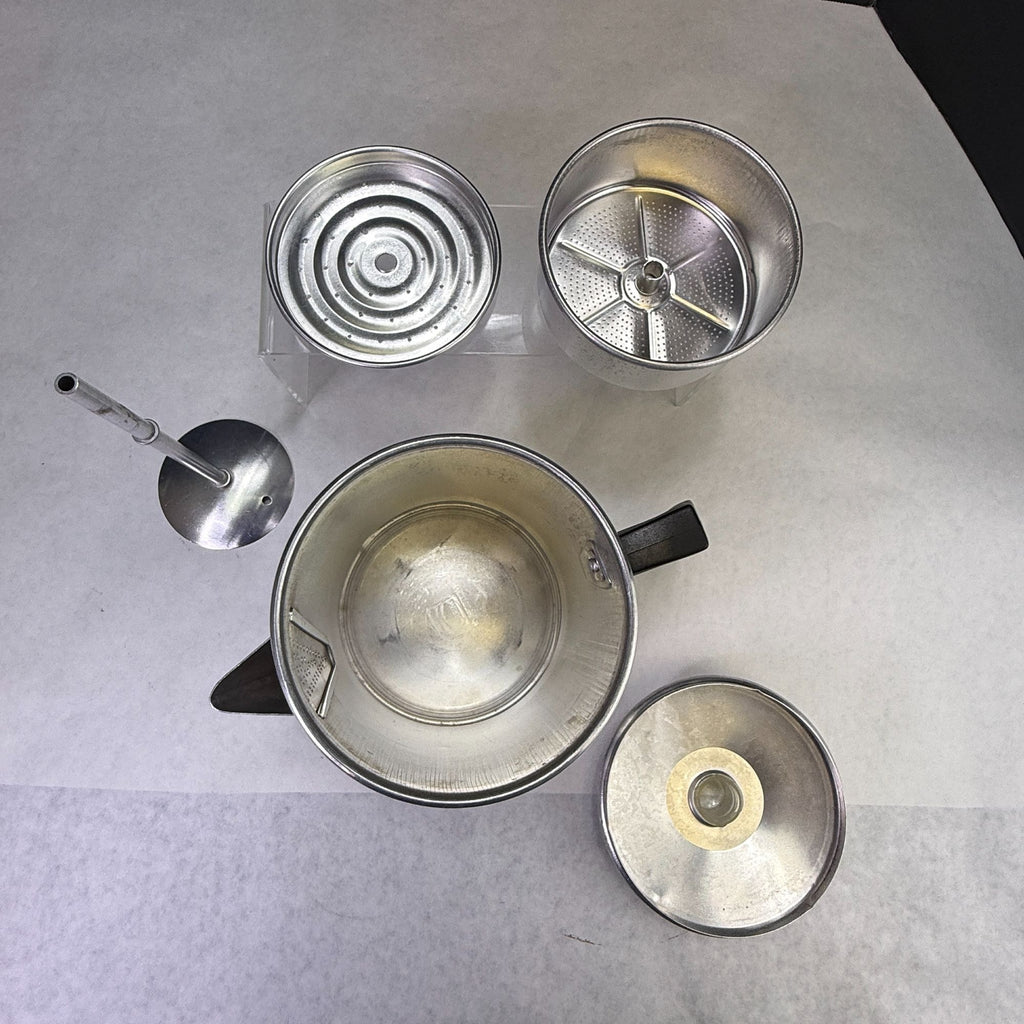 Vintage Mirro 9 Cup Aluminum Stovetop Coffee Percolator Complete