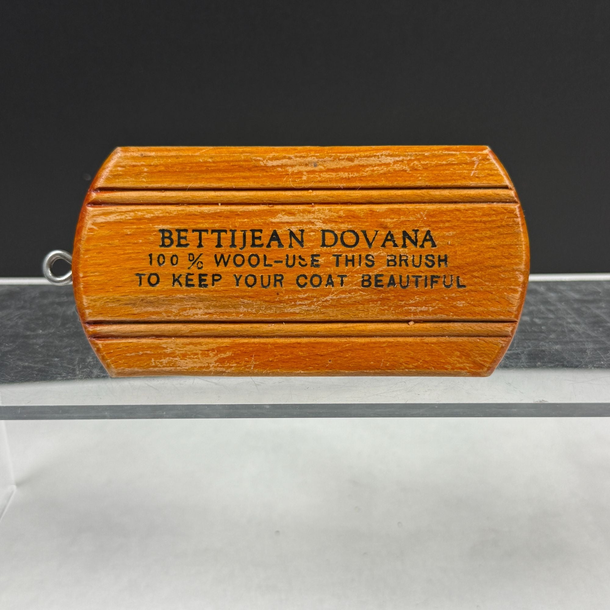 Vintage Bettijean Dovana Advertising Wool Coat Brush Wood Block & Metal Wire