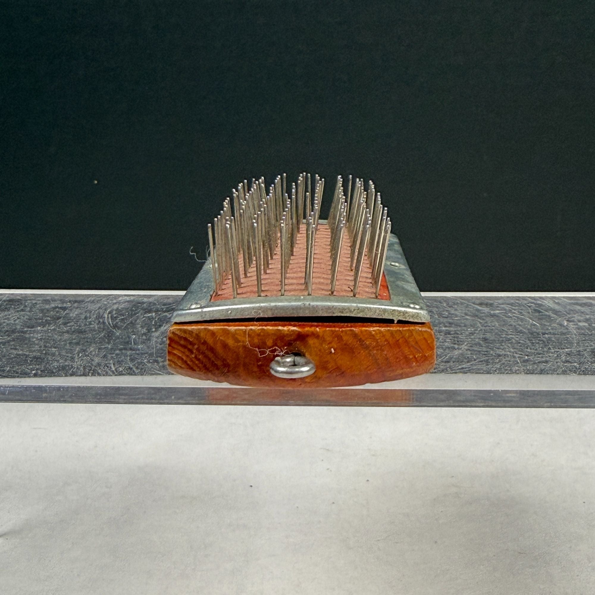 Vintage Bettijean Dovana Advertising Wool Coat Brush Wood Block & Metal Wire