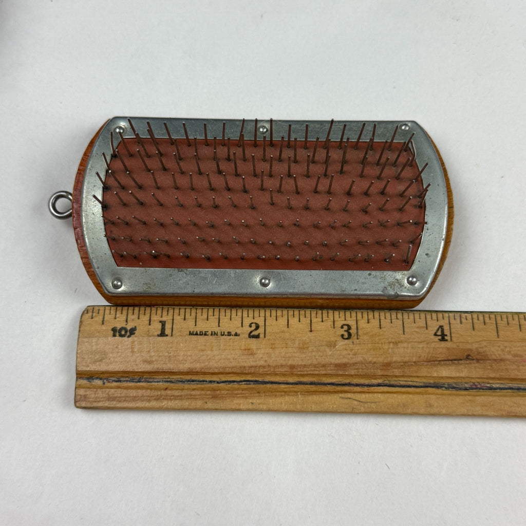 Vintage Bettijean Dovana Advertising Wool Coat Brush Wood Block & Metal Wire