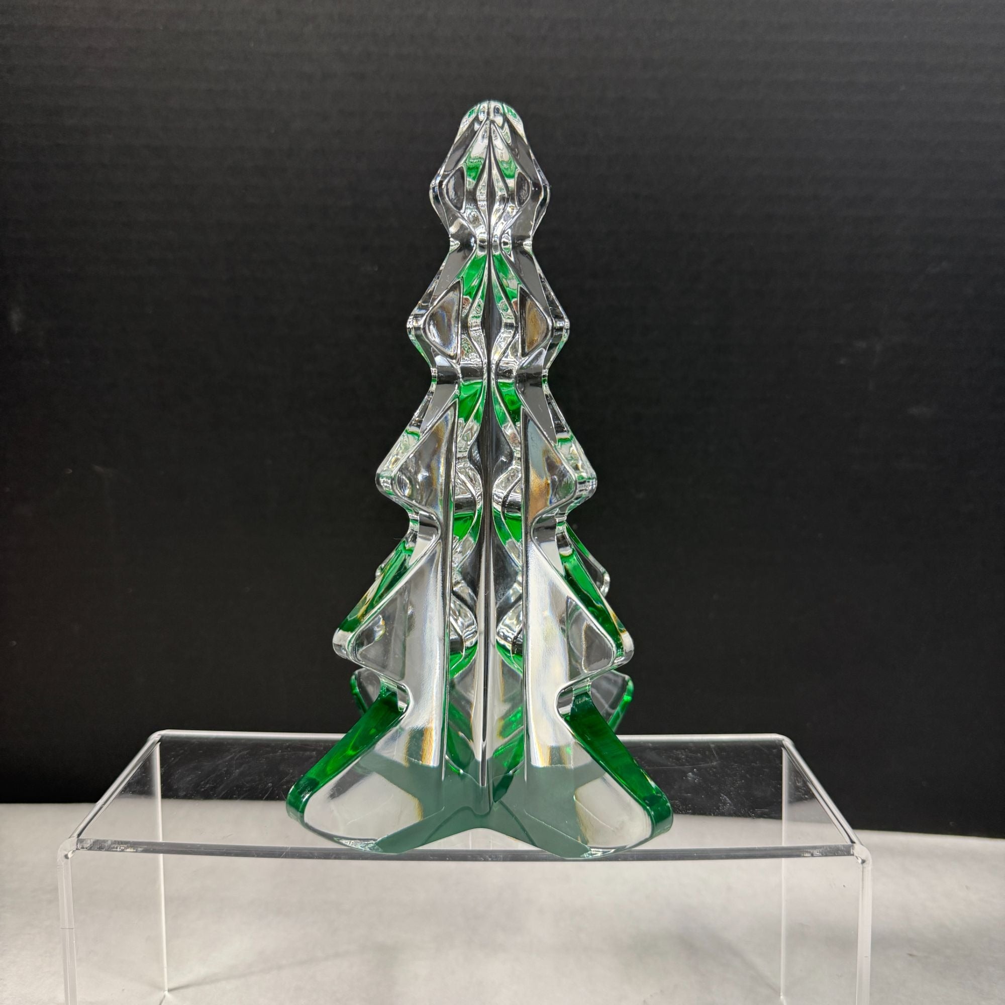 Vintage Mikasa Christmas Spirit Tree Crystal Glass Clear & Green Decor