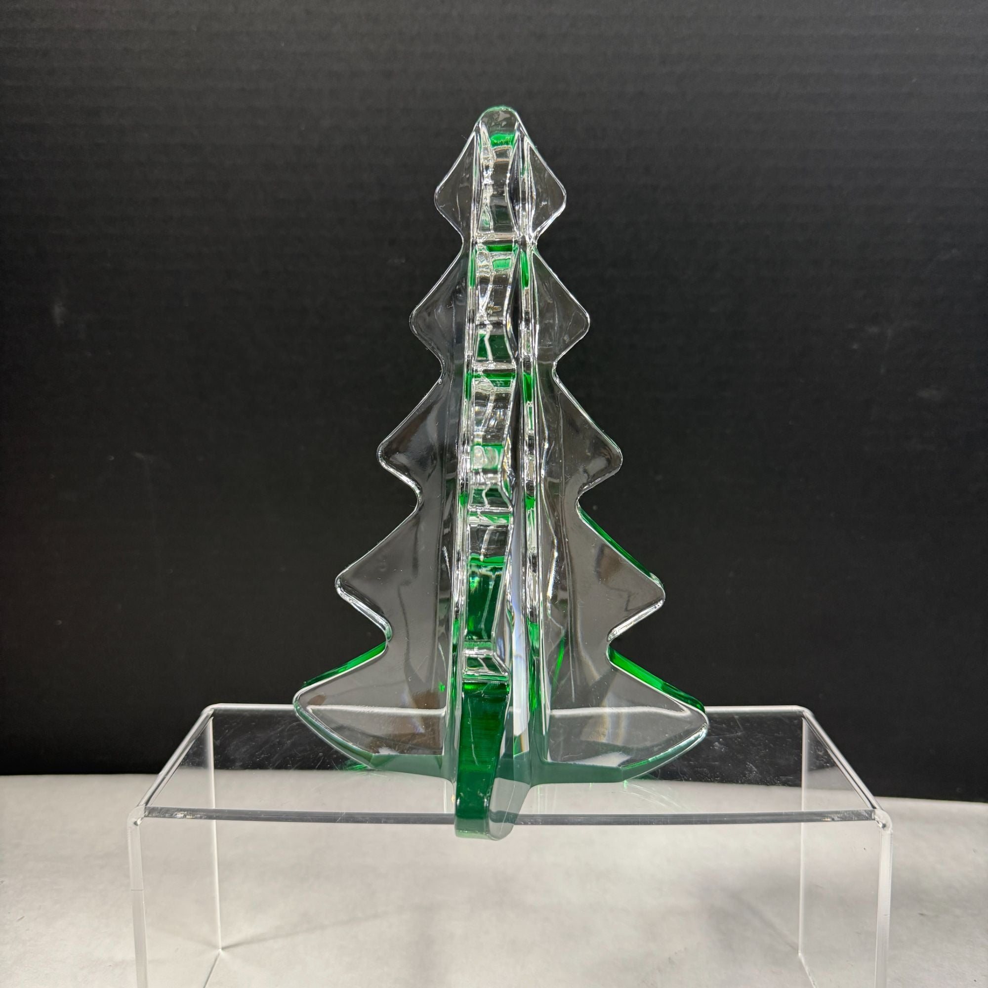 Vintage Mikasa Christmas Spirit Tree Crystal Glass Clear & Green Decor