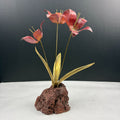 Vintage Metal Flower Sculpture On Lava Rock Base