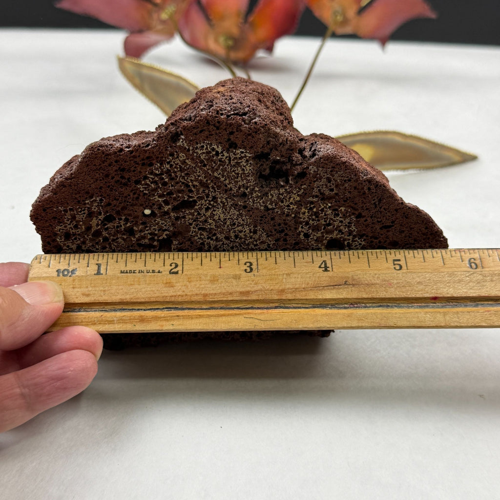 Vintage Metal Flower Sculpture On Lava Rock Base