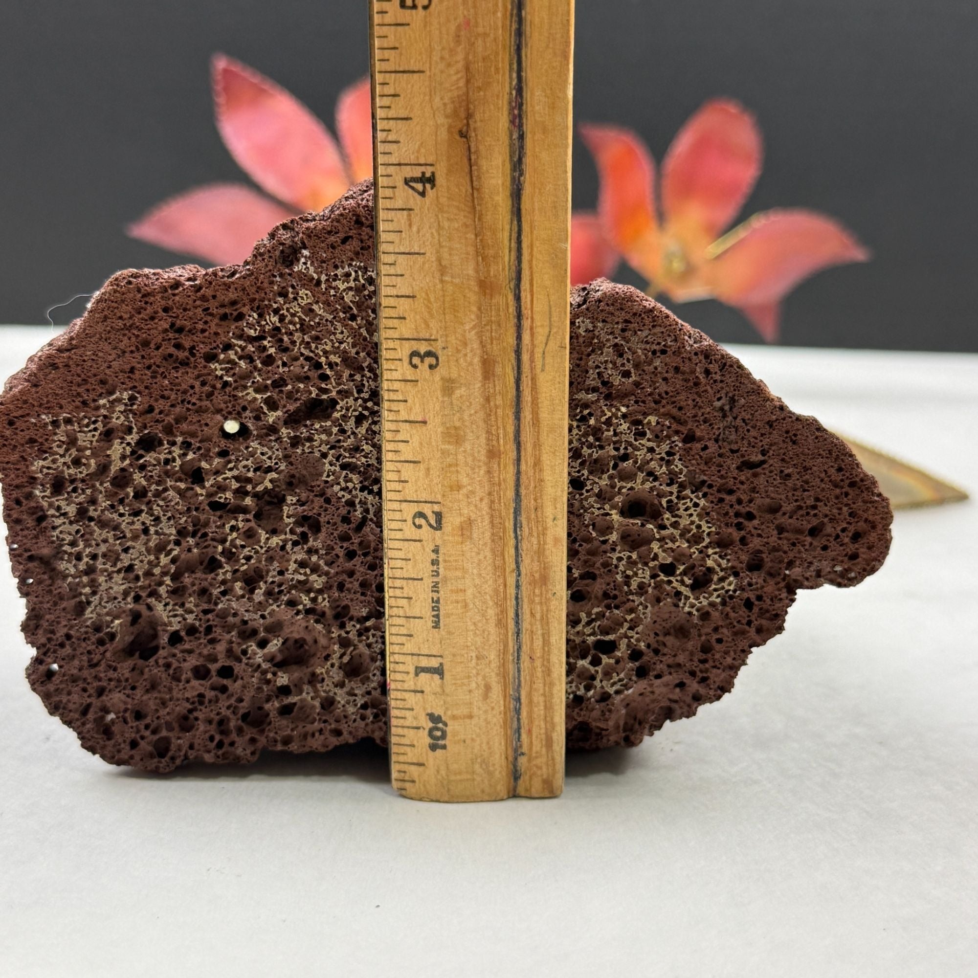 Vintage Metal Flower Sculpture On Lava Rock Base