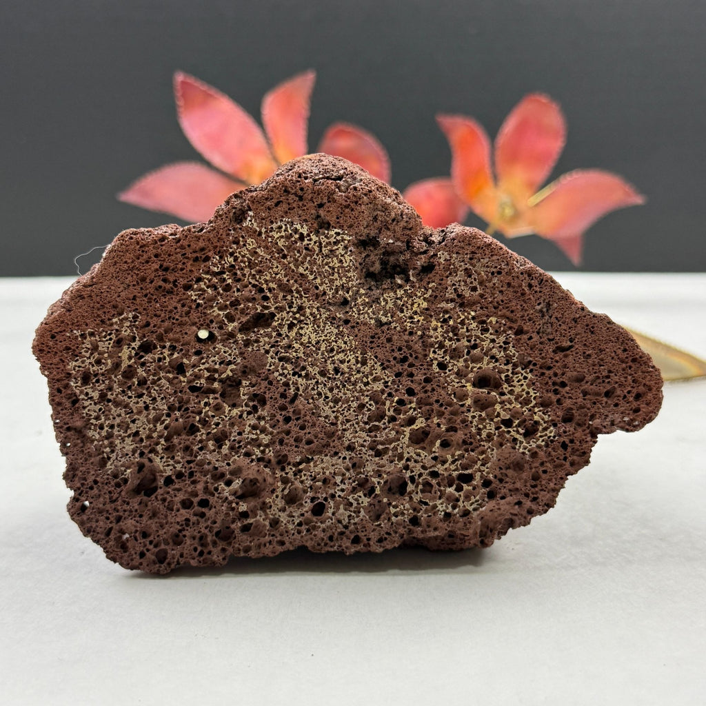 Vintage Metal Flower Sculpture On Lava Rock Base