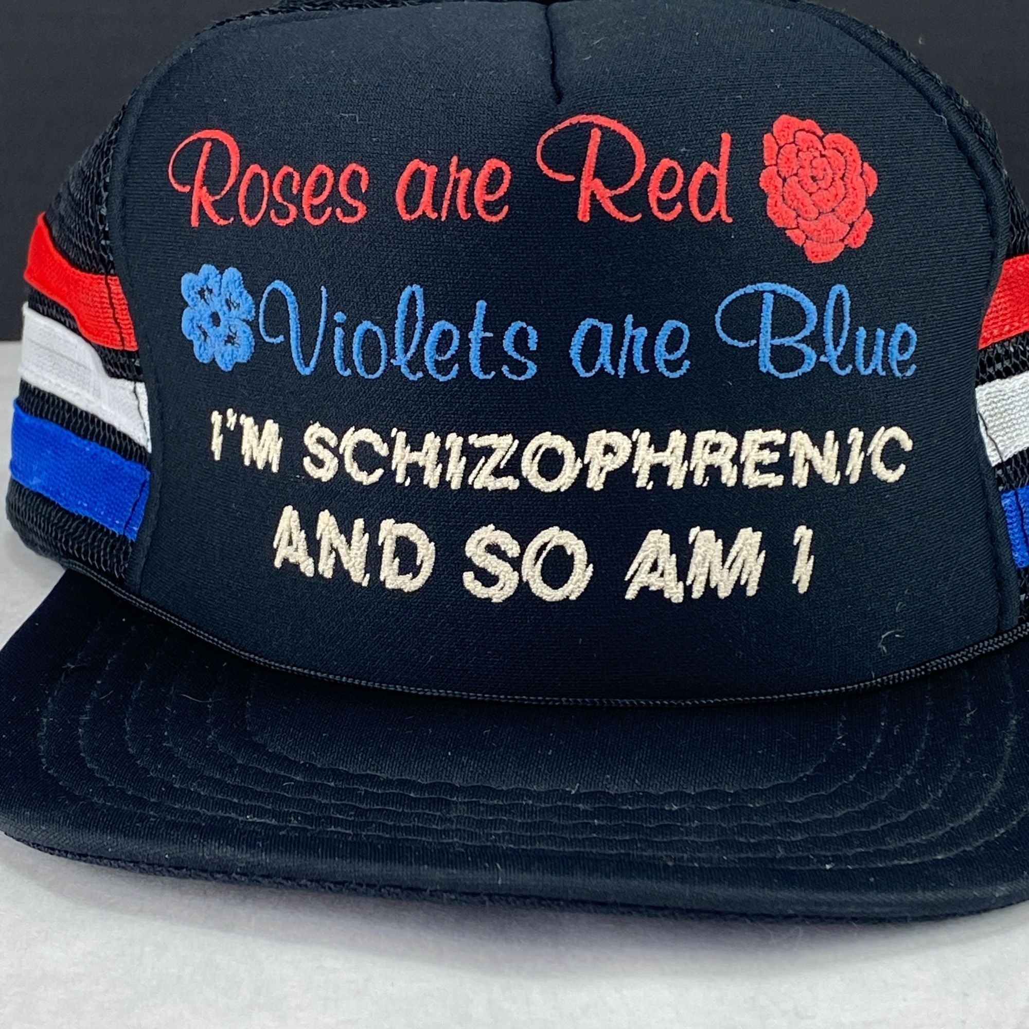 Vintage Roses Are Red I'm Schizophrenic And So Am I Snapback Mesh Hat