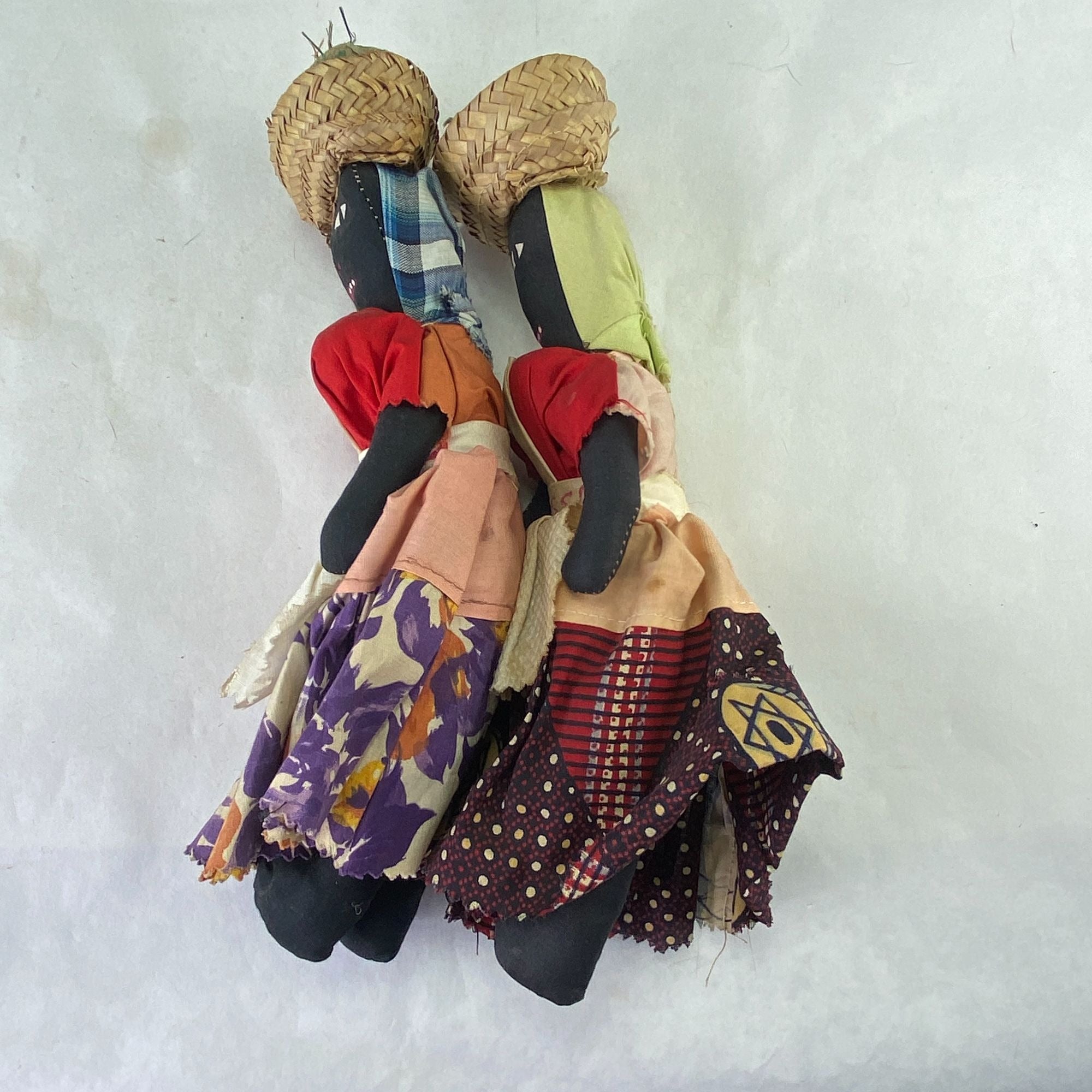 Vintage Folk Art Bahama Nassau Souvenir Fabric Rag Dolls Lot of 2