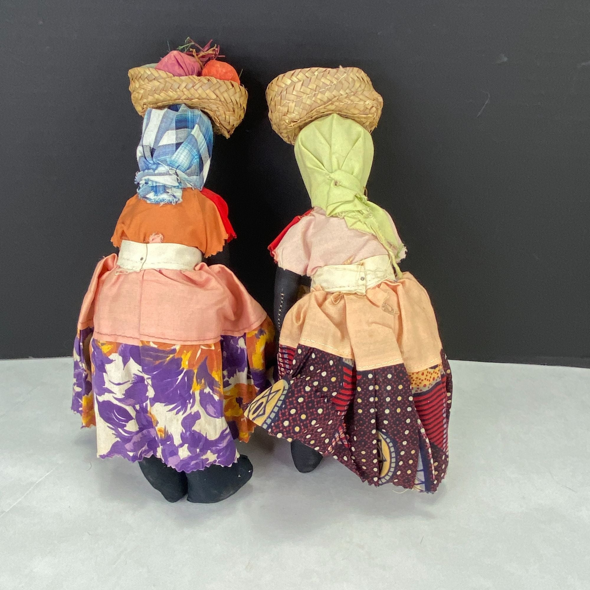 Vintage Folk Art Bahama Nassau Souvenir Fabric Rag Dolls Lot of 2