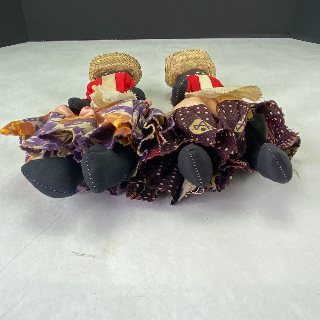 Vintage Folk Art Bahama Nassau Souvenir Fabric Rag Dolls Lot of 2
