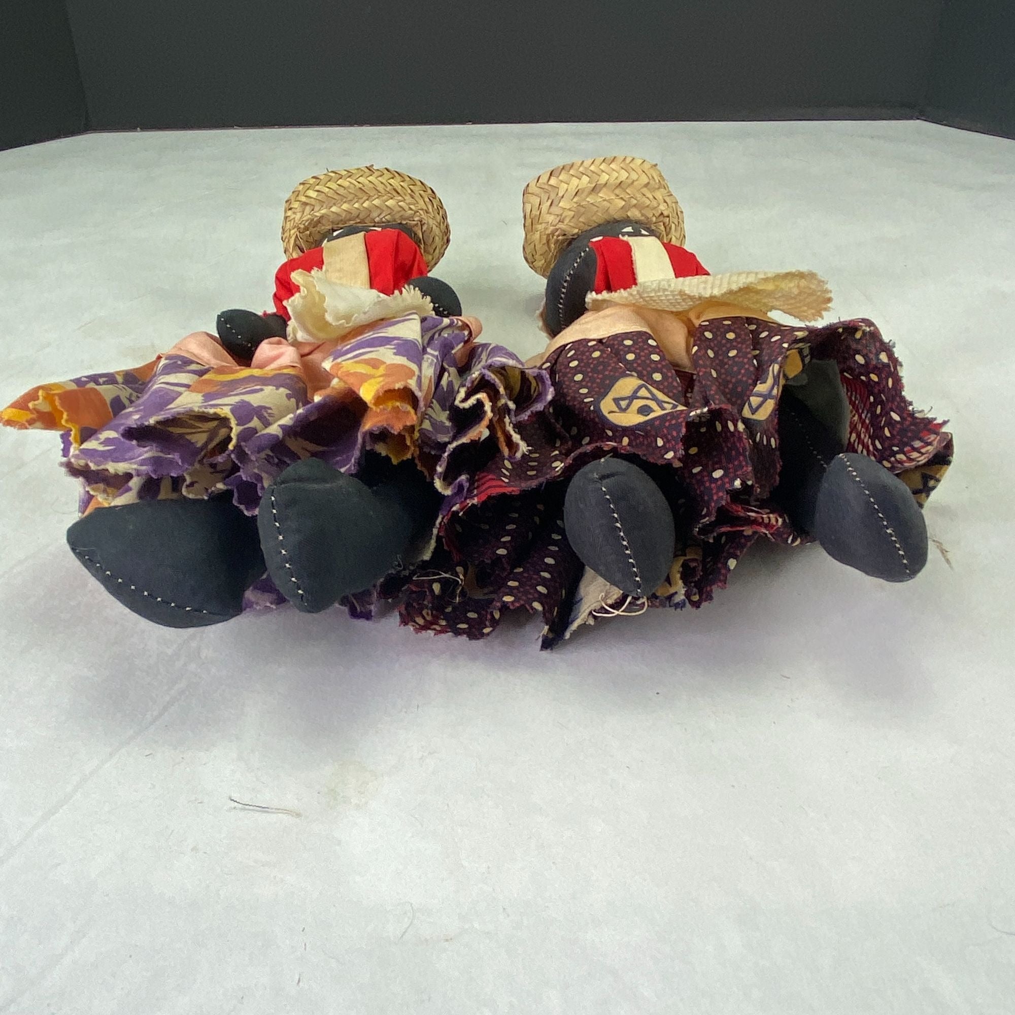 Vintage Folk Art Bahama Nassau Souvenir Fabric Rag Dolls Lot of 2