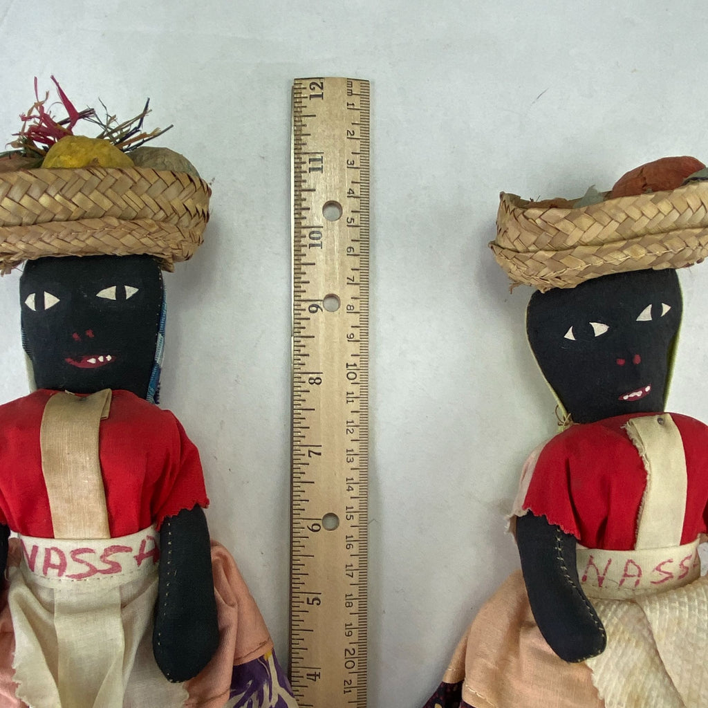 Vintage Folk Art Bahama Nassau Souvenir Fabric Rag Dolls Lot of 2