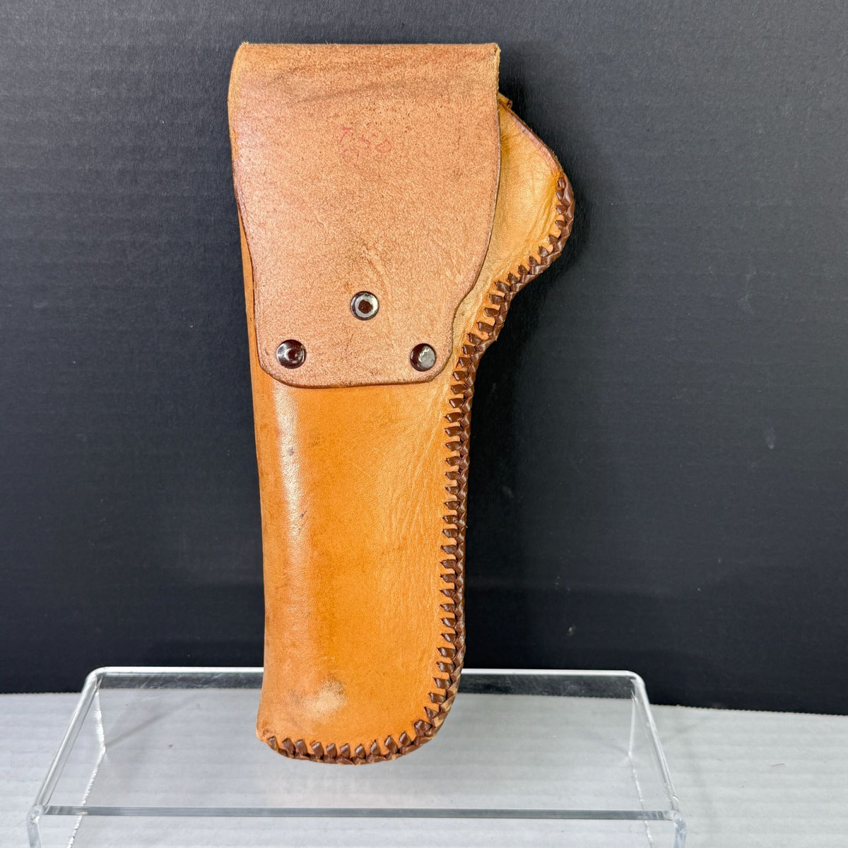 Vintage Brown Tooled Leather Belt Holster Oak Leaf Acorn Design Snap Strap