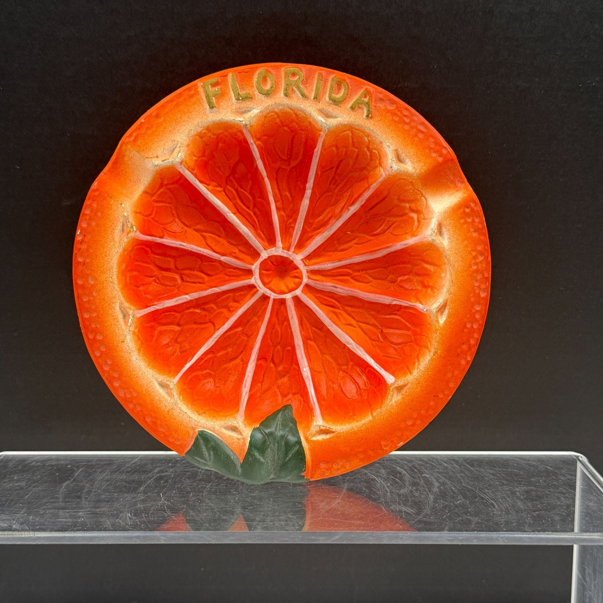Vintage Florida Orange Chalkware Ashtray