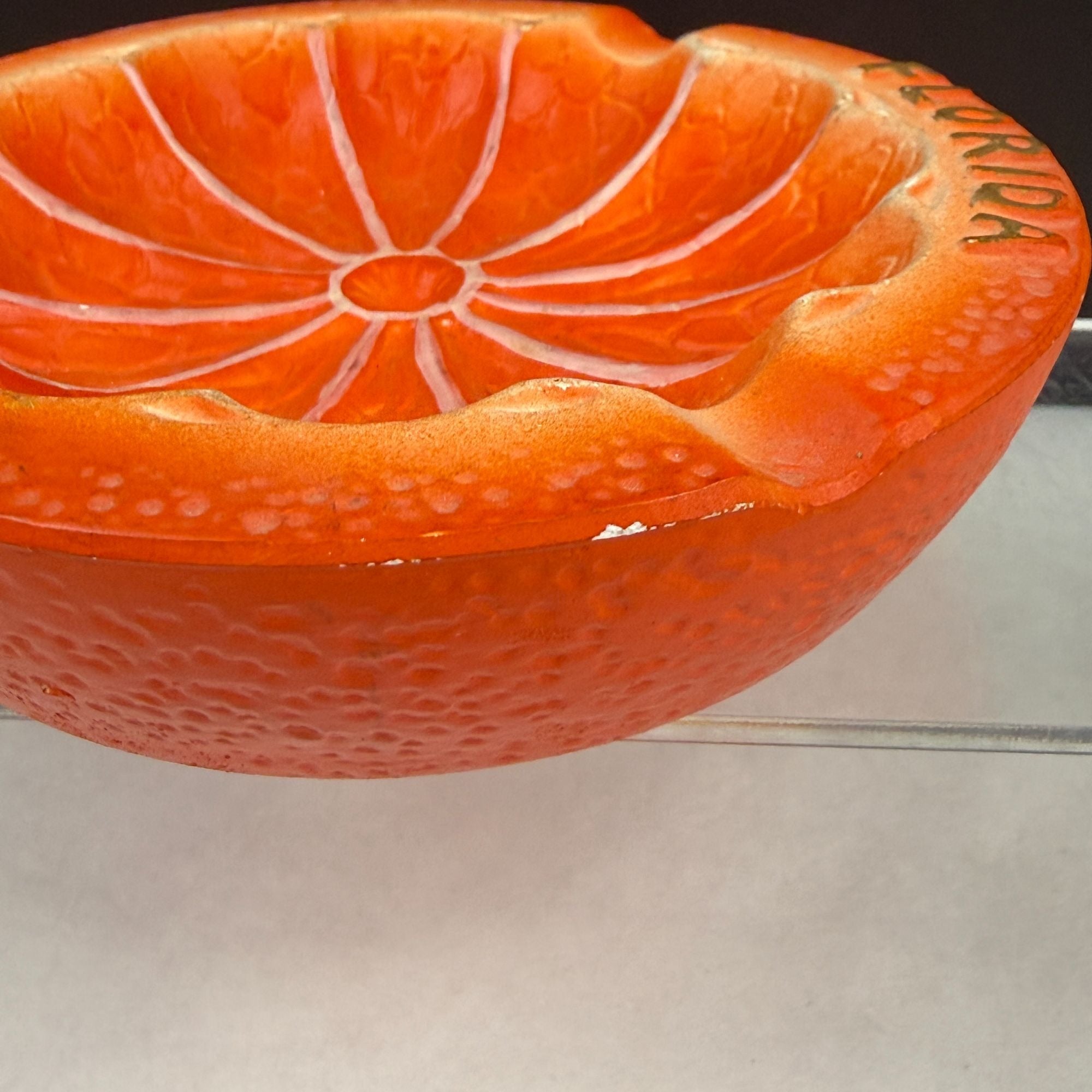 Vintage Florida Orange Chalkware Ashtray