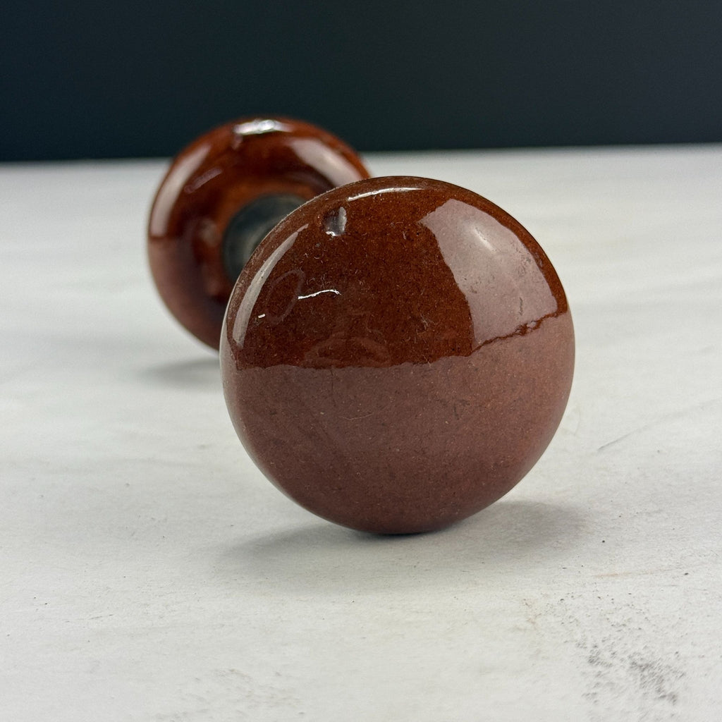 Antique Salvaged Brown Door Knob Set with Shaft