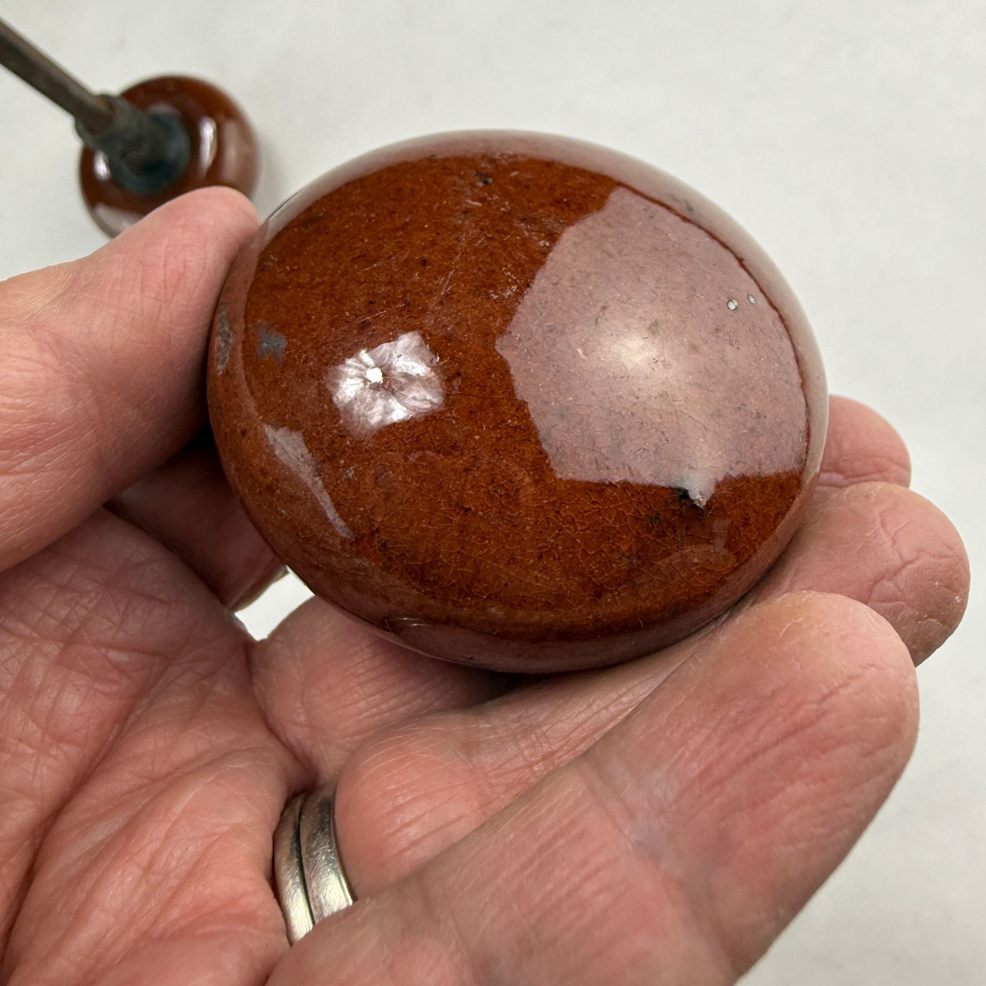 Antique Salvaged Brown Door Knob Set with Shaft