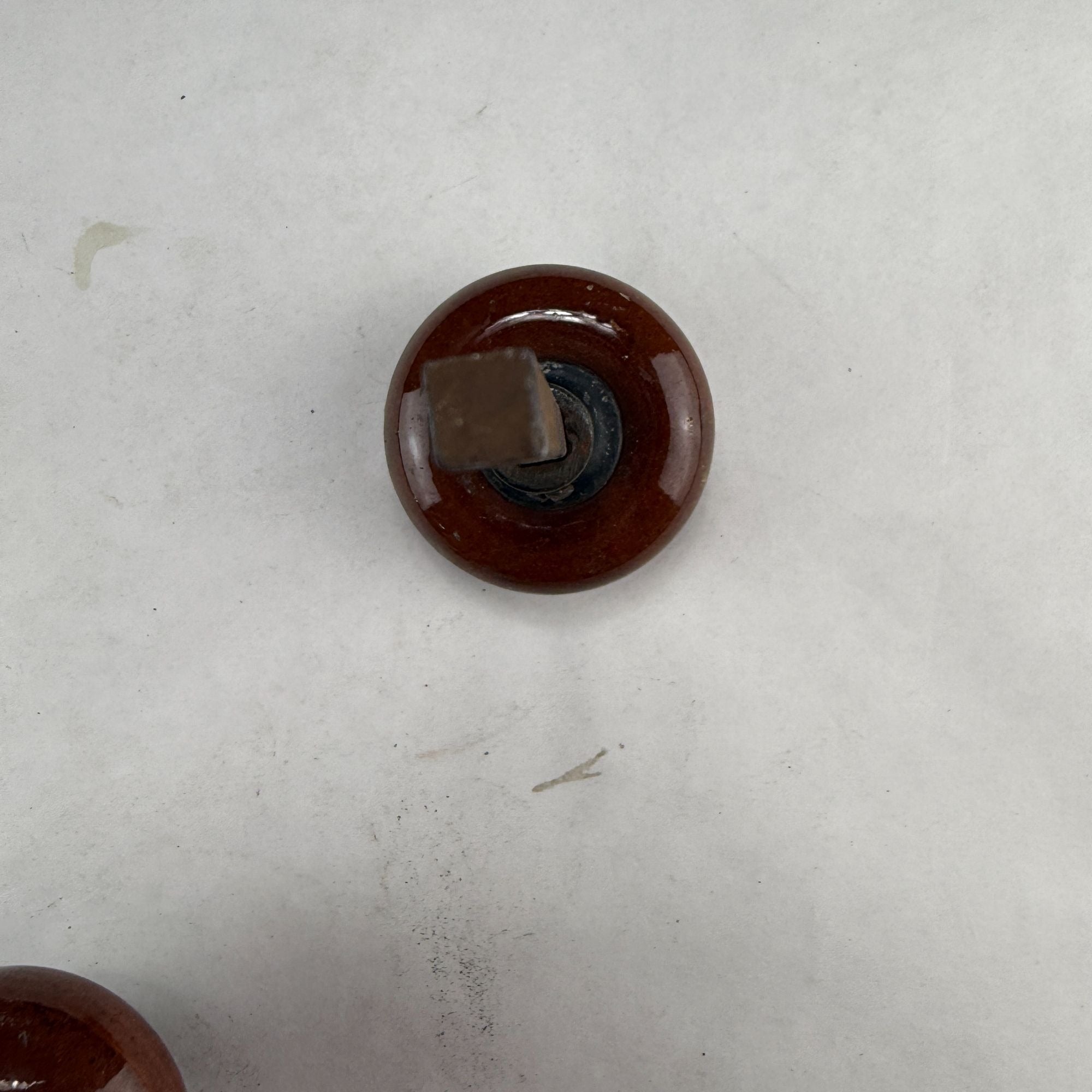 Antique Salvaged Brown Door Knob Set with Shaft