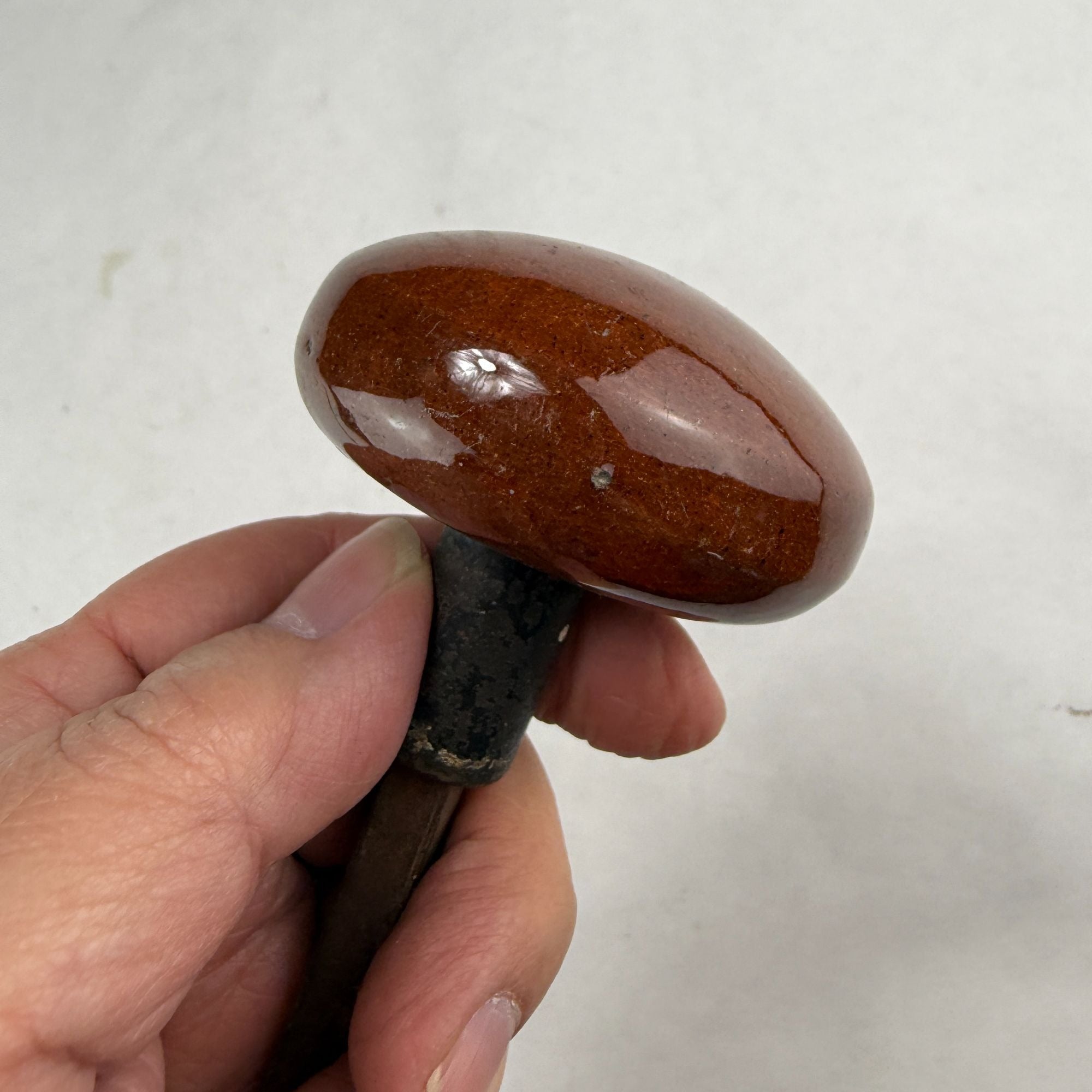 Antique Salvaged Brown Door Knob Set with Shaft