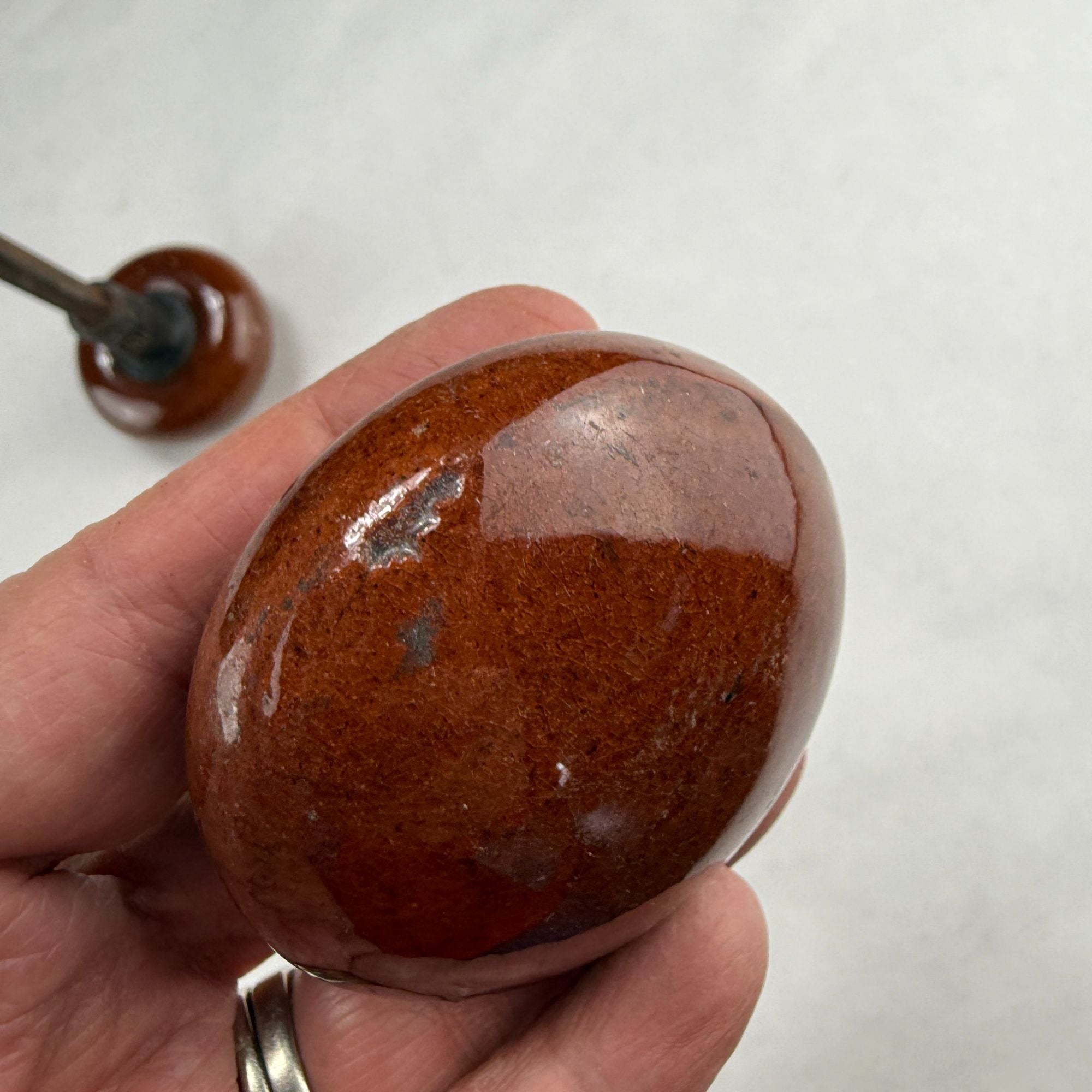 Antique Salvaged Brown Door Knob Set with Shaft