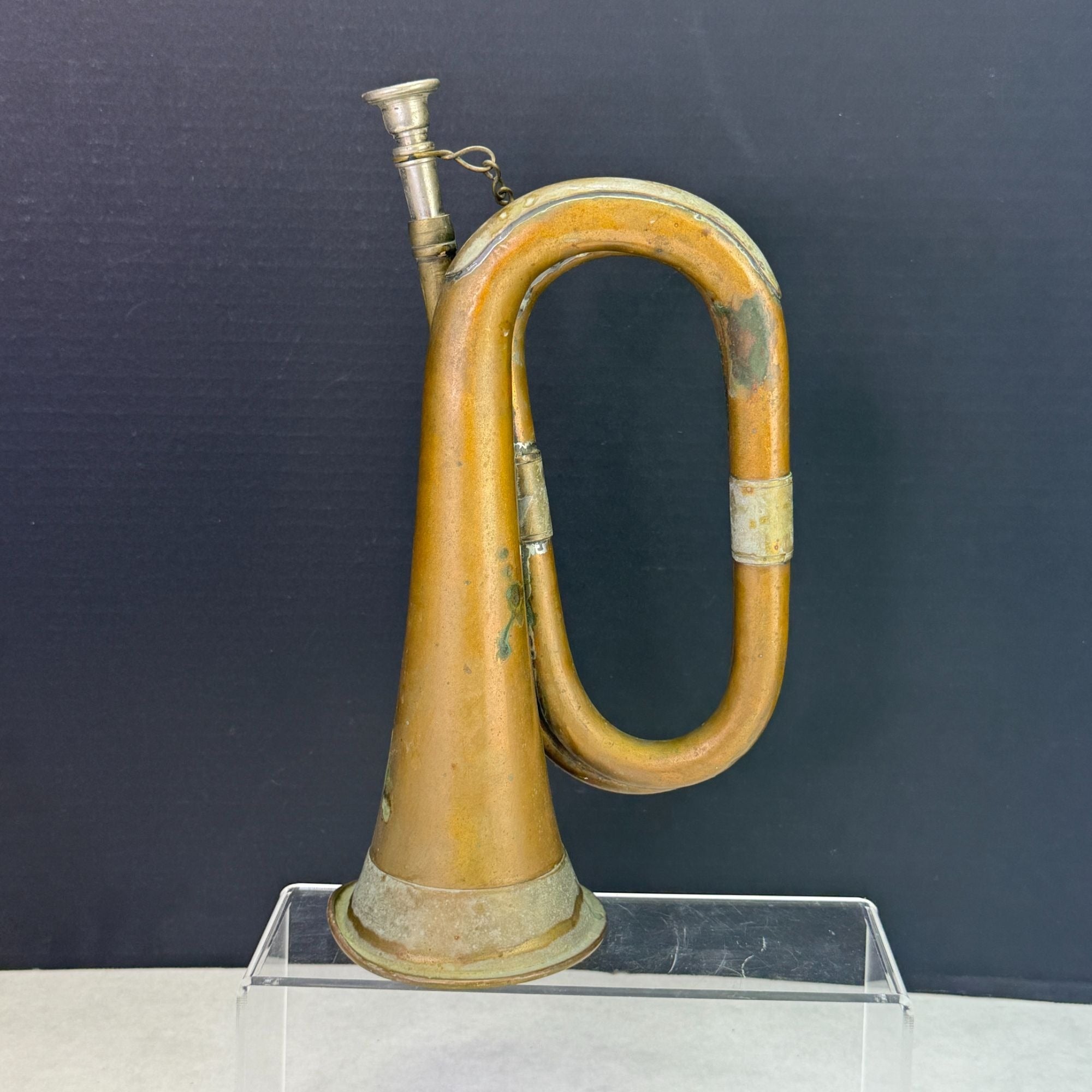 Vintage Copper Brass Bugle Military Style Horn Instrument