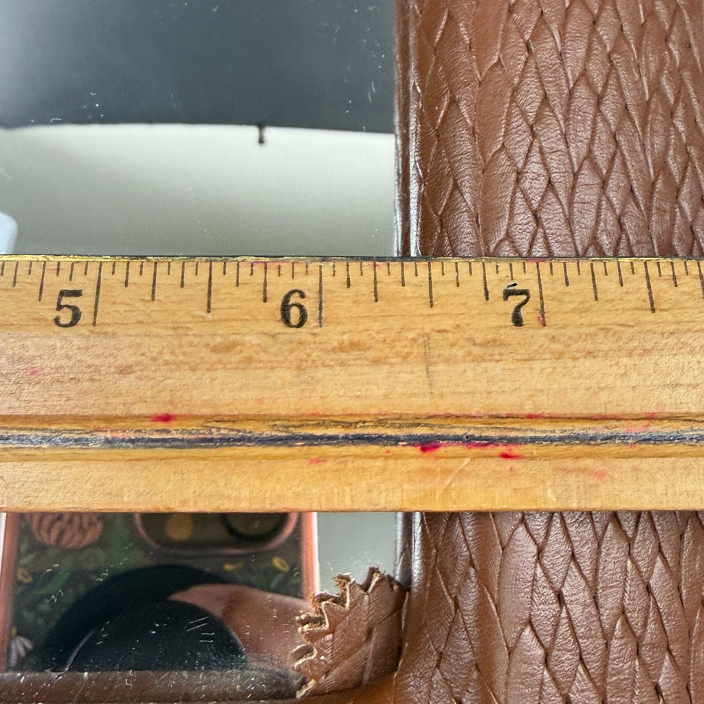 Vintage Embossed Stamped Leather Framed Mirror With Easel Back