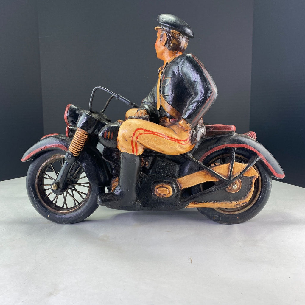 Vintage Police Motorcycle and Sidecar Figurine Decor