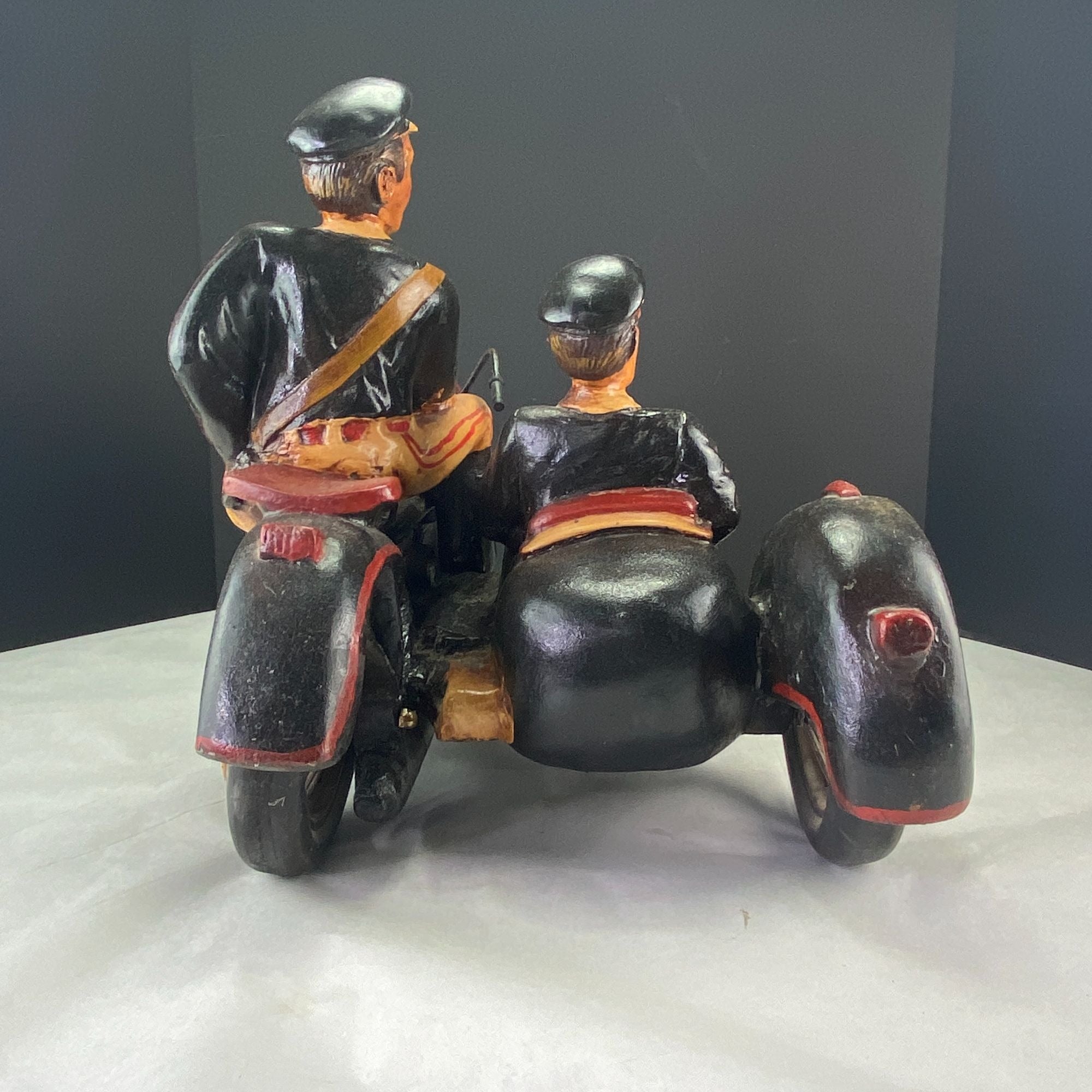 Vintage Police Motorcycle and Sidecar Figurine Decor
