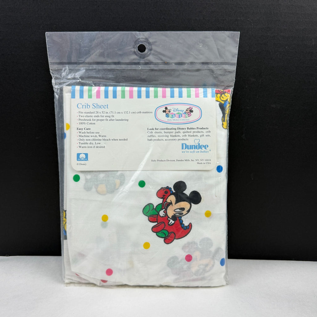 Vintage Disney Dundee Baby Mickey Collection Toy Box Fitted Crib Sheets NEW