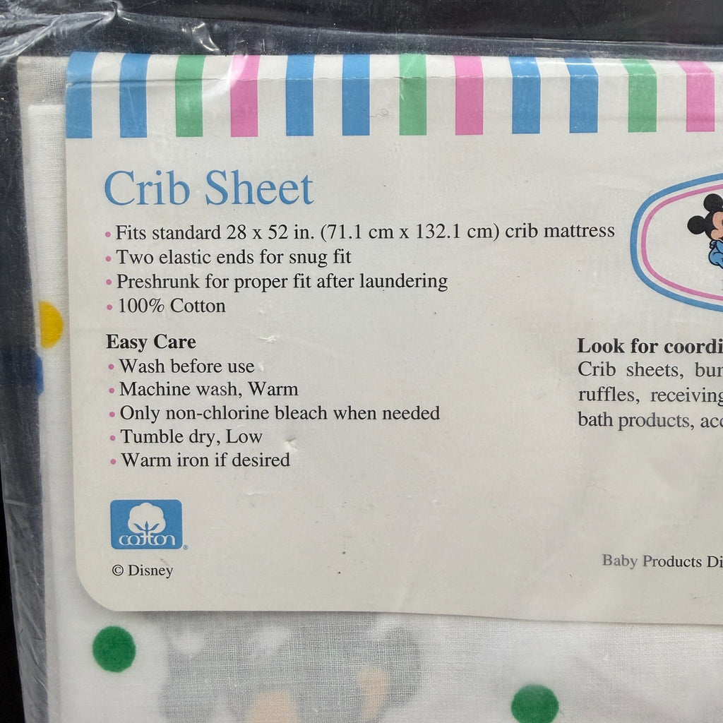 Vintage Disney Dundee Baby Mickey Collection Toy Box Fitted Crib Sheets NEW