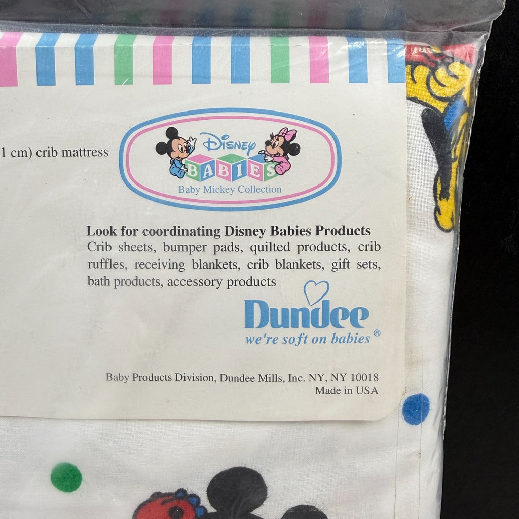 Vintage Disney Dundee Baby Mickey Collection Toy Box Fitted Crib Sheets NEW