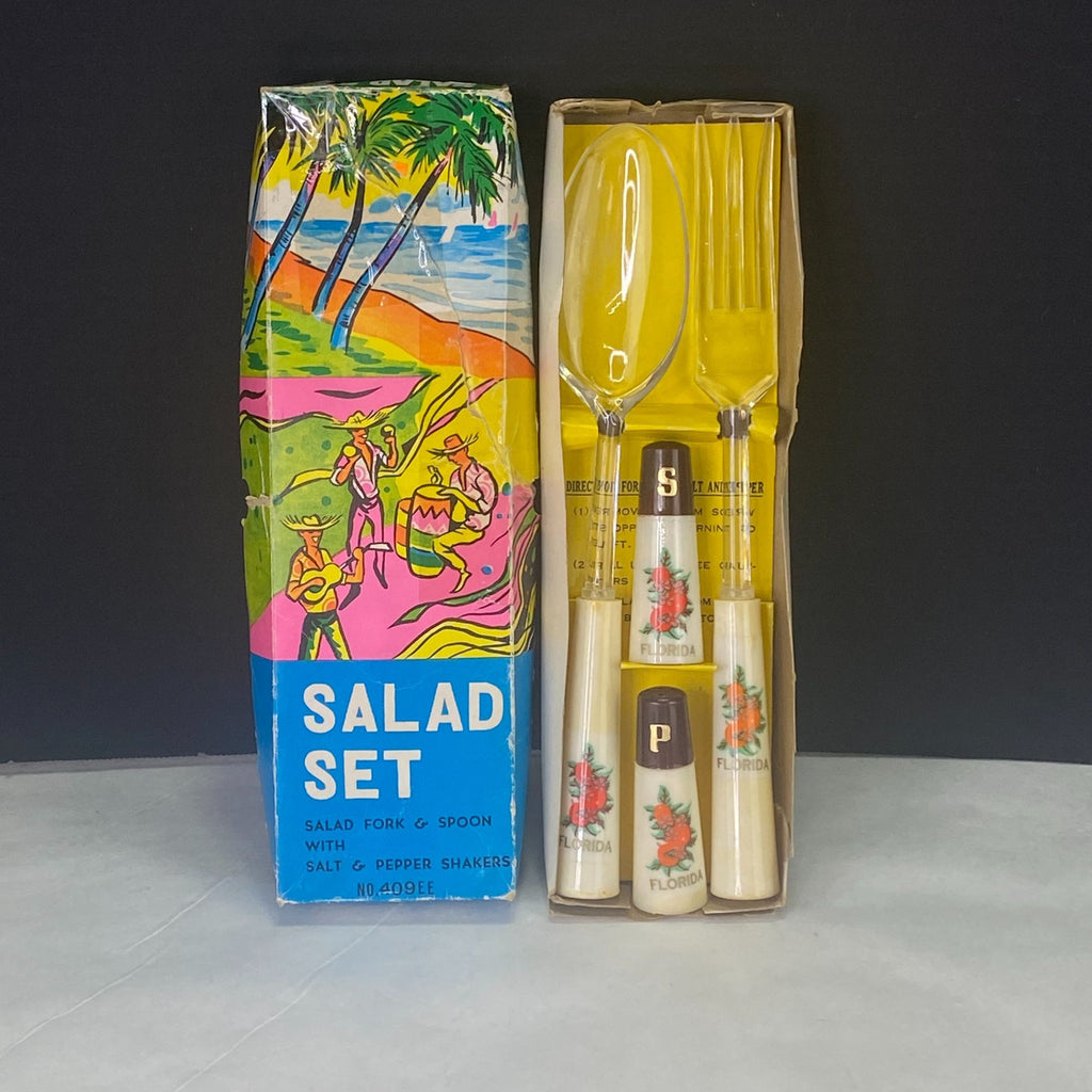 Vintage Hostess Salad Salt Pepper Set Mid Century Florida Souvenir
