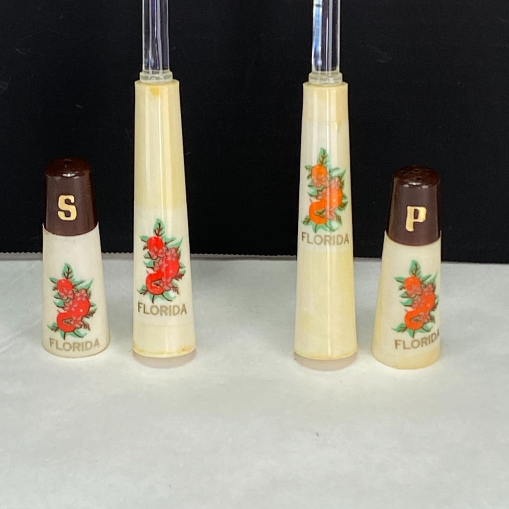 Vintage Hostess Salad Salt Pepper Set Mid Century Florida Souvenir