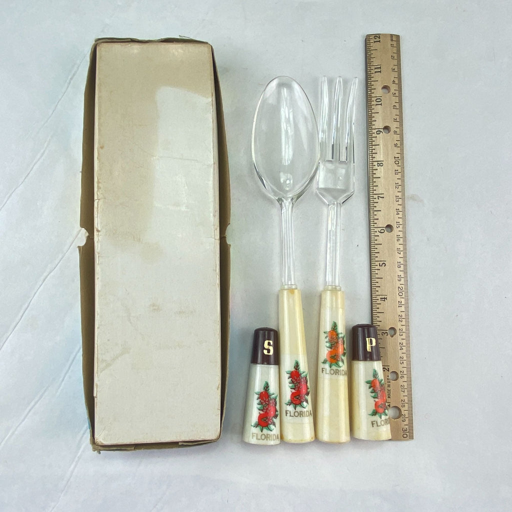 Vintage Hostess Salad Salt Pepper Set Mid Century Florida Souvenir