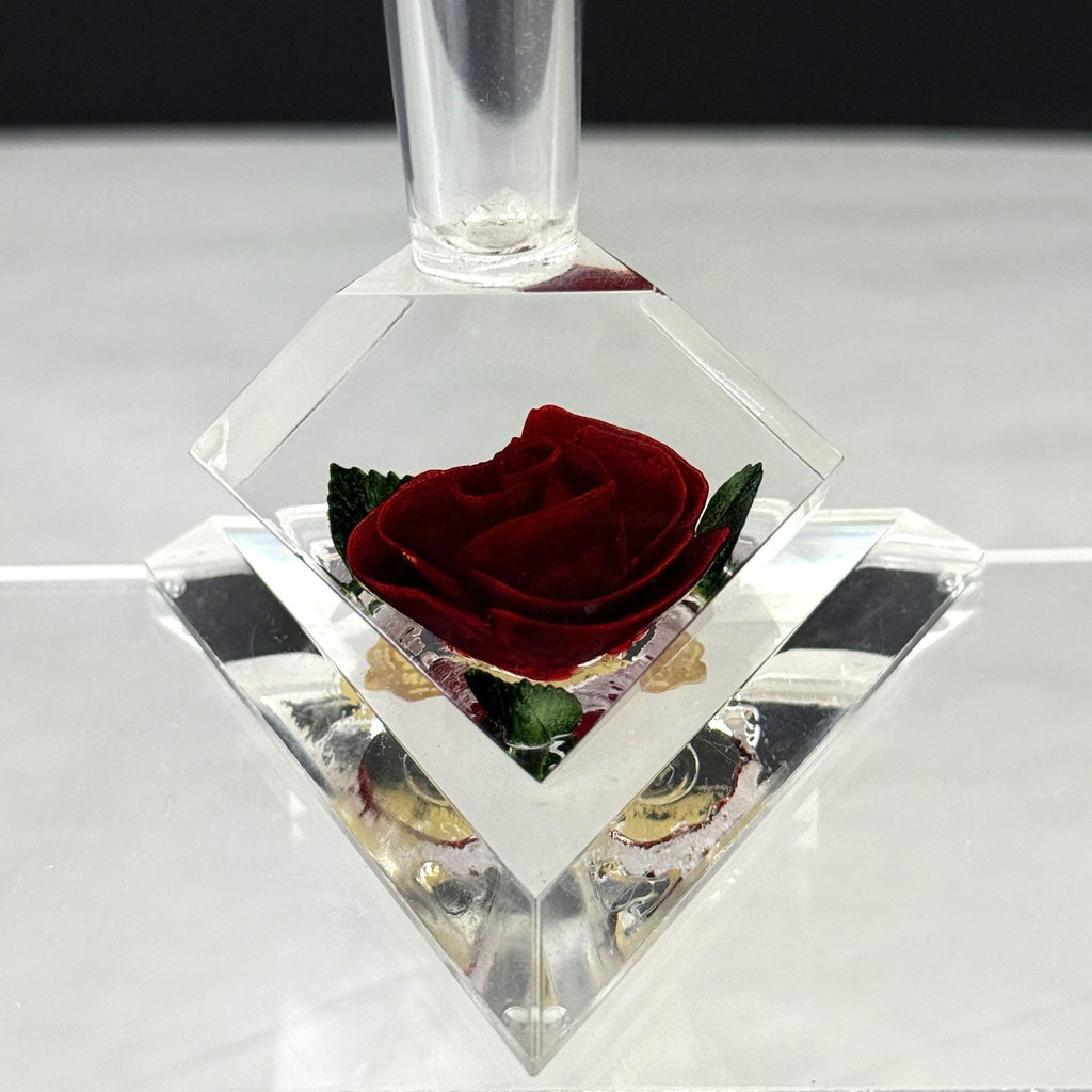 Vintage Bircraft Lucite Red Rose Bud Vase