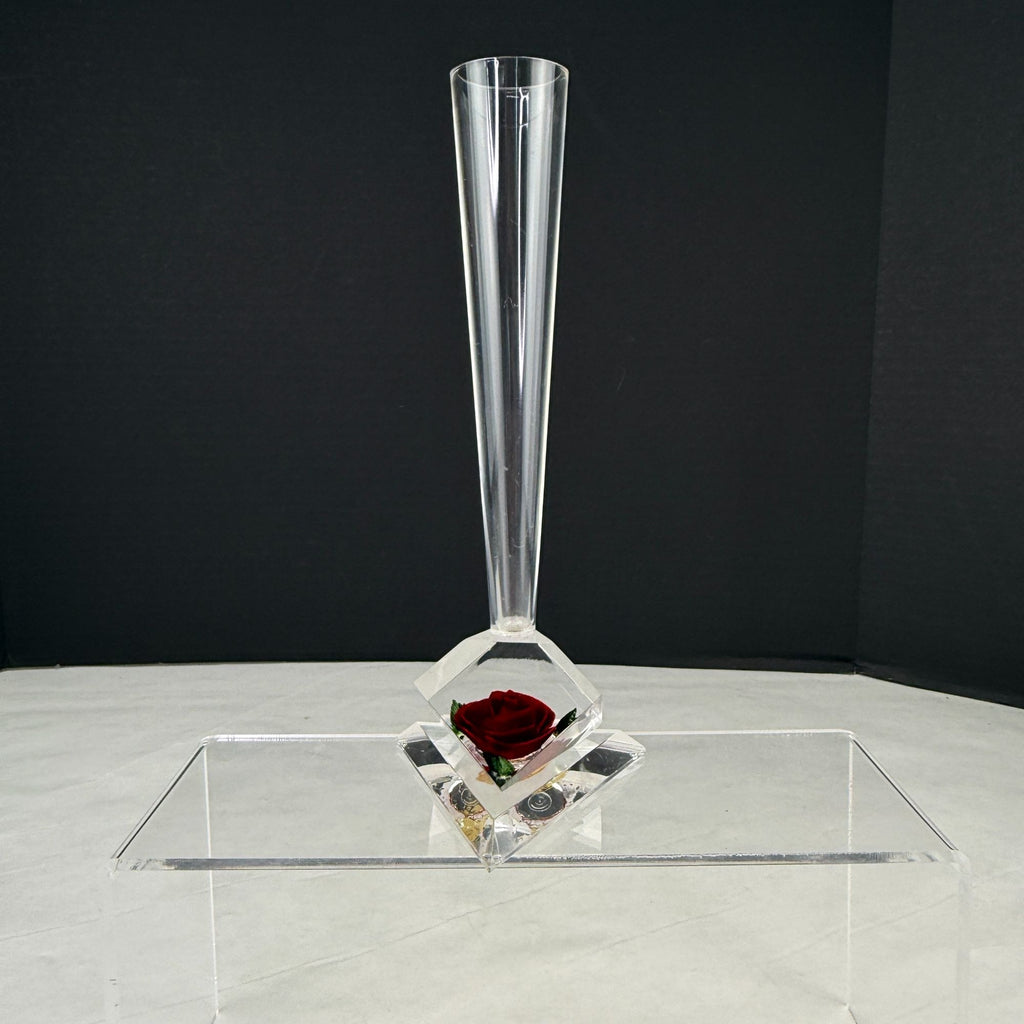 Vintage Bircraft Lucite Red Rose Bud Vase