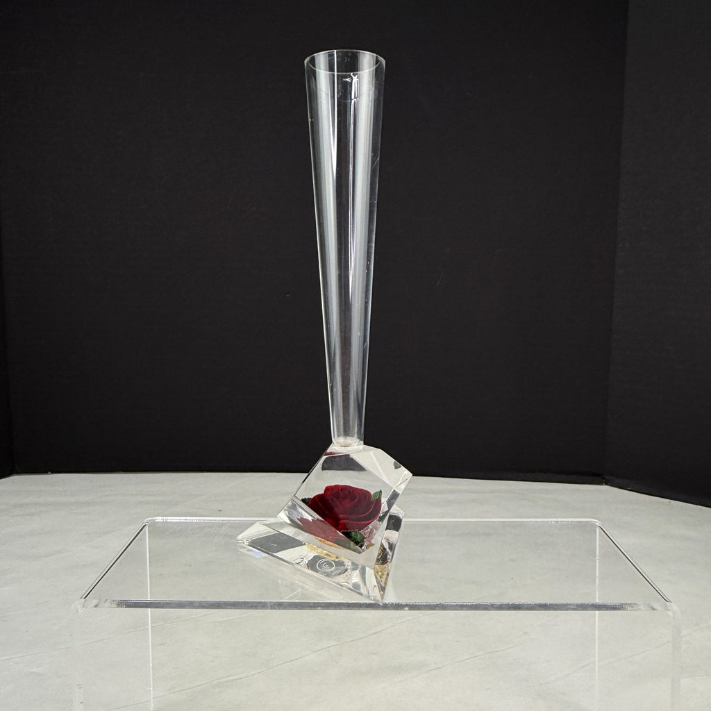 Vintage Bircraft Lucite Red Rose Bud Vase