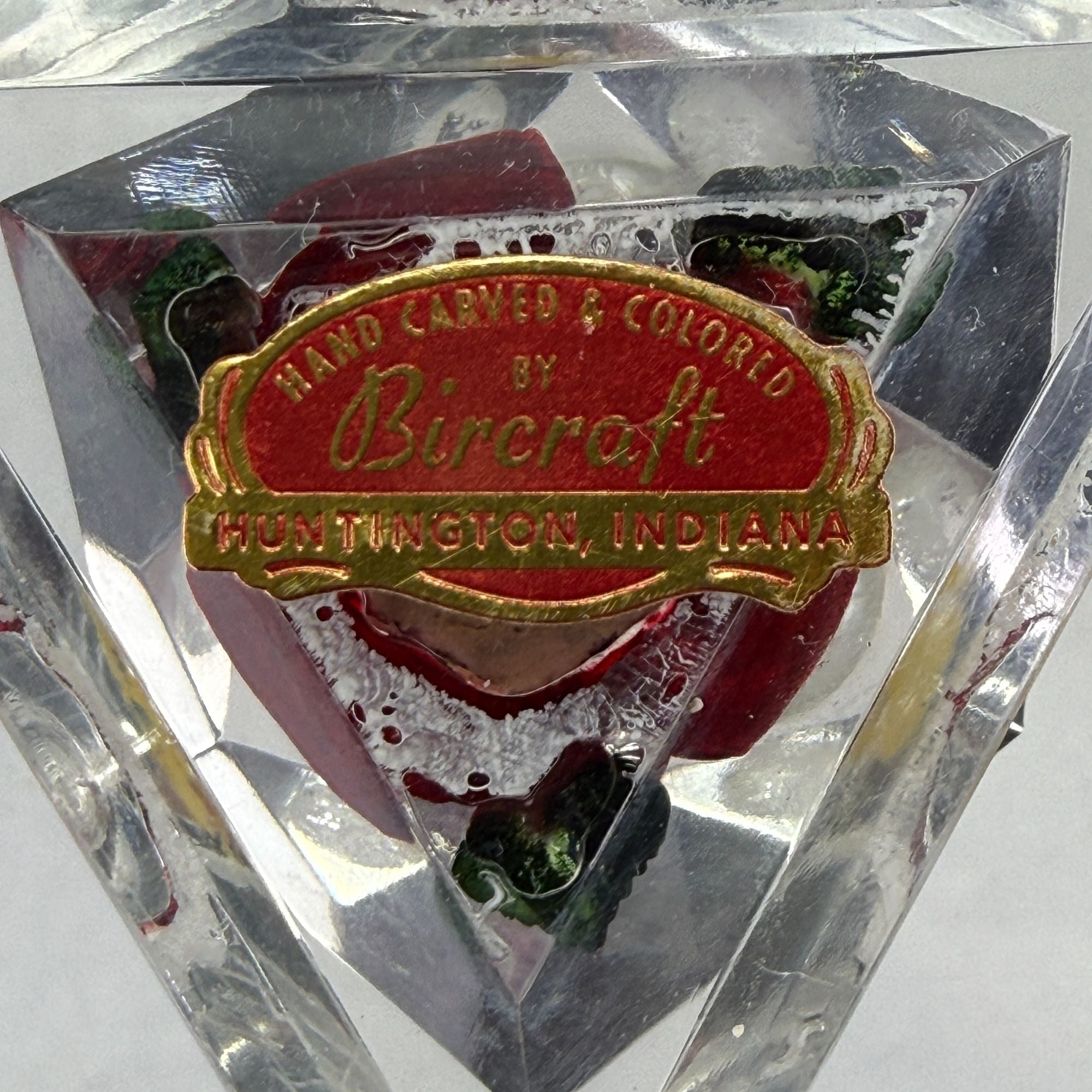 Vintage Bircraft Lucite Red Rose Bud Vase