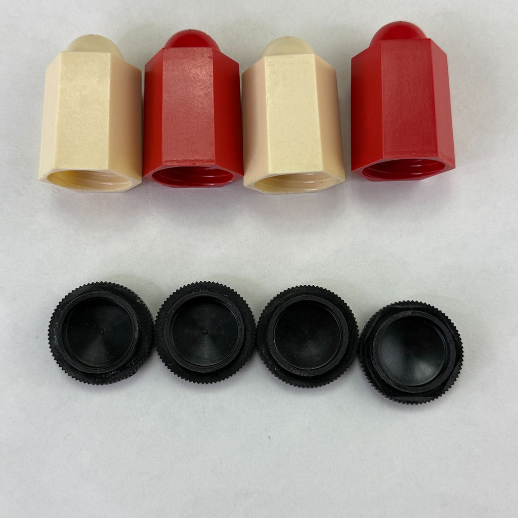 Vintage Plastic Art Deco Red White Black Salt and Pepper Shakers 2 Sets