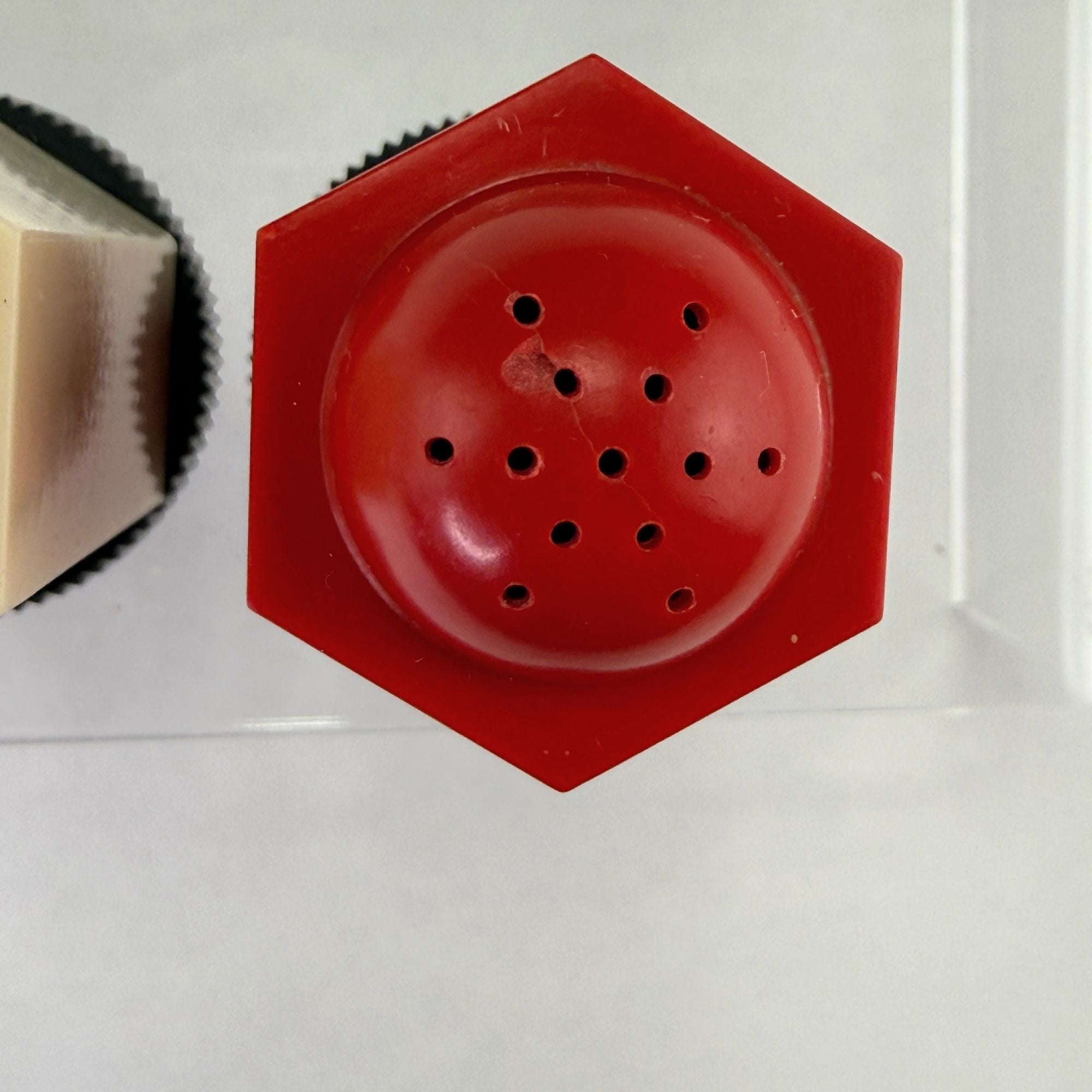 Vintage Plastic Art Deco Red White Black Salt and Pepper Shakers 2 Sets