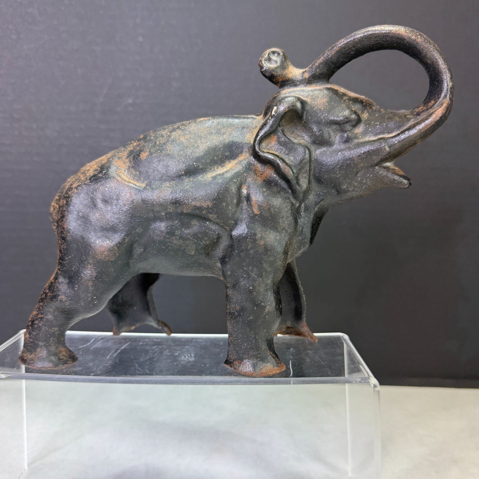 Vintage Cast Iron Metal Elephant Coin Bank