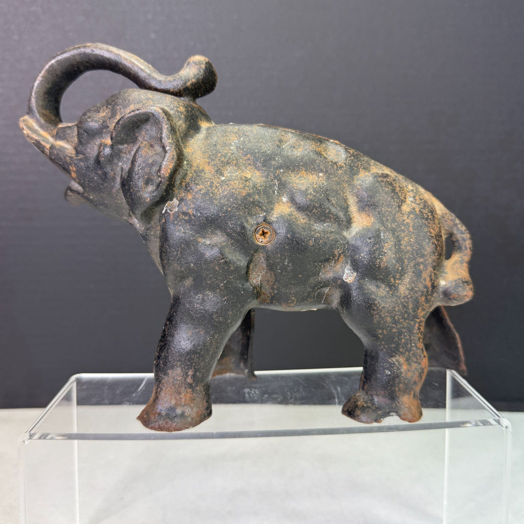 Vintage Cast Iron Metal Elephant Coin Bank