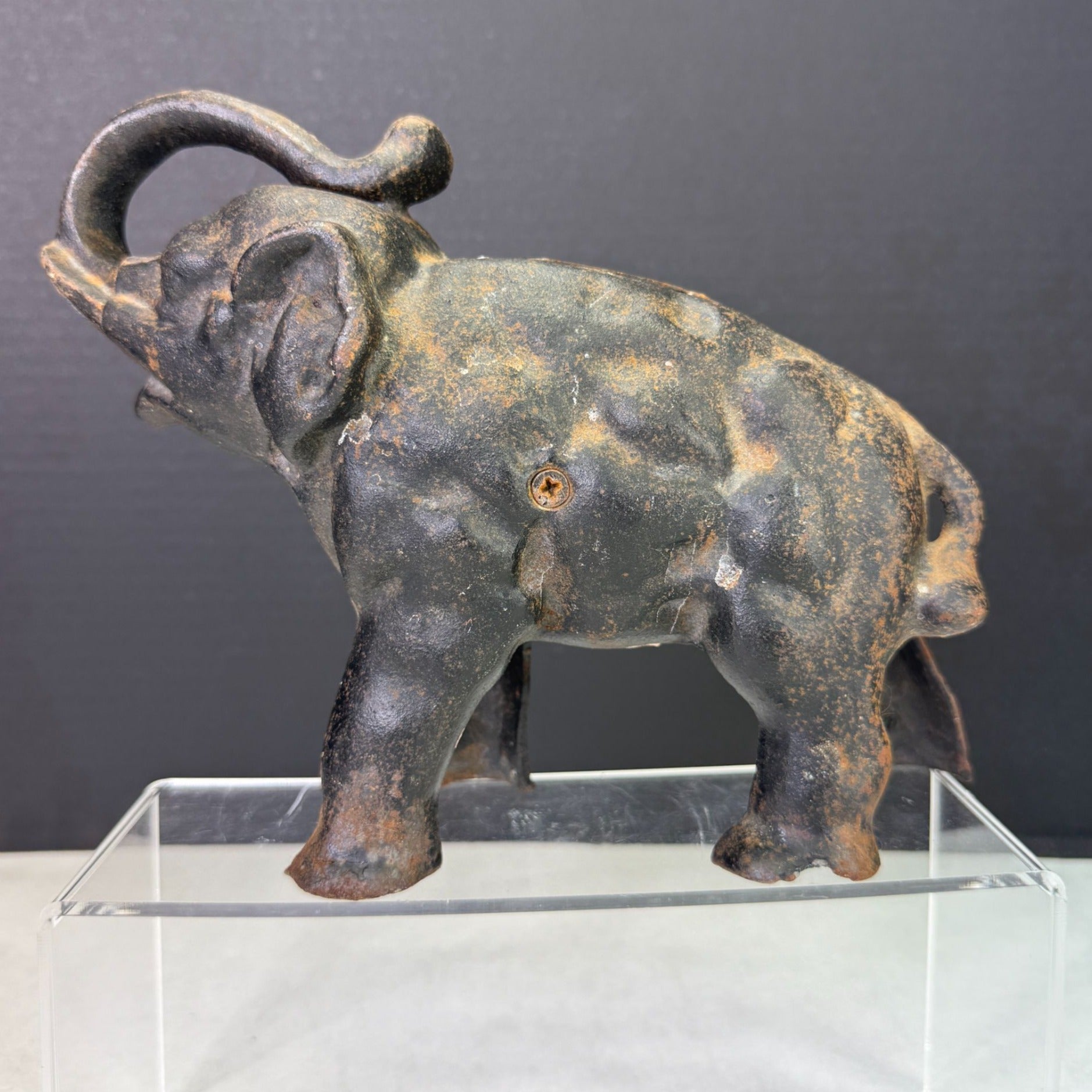 Vintage Cast Iron Metal Elephant Coin Bank