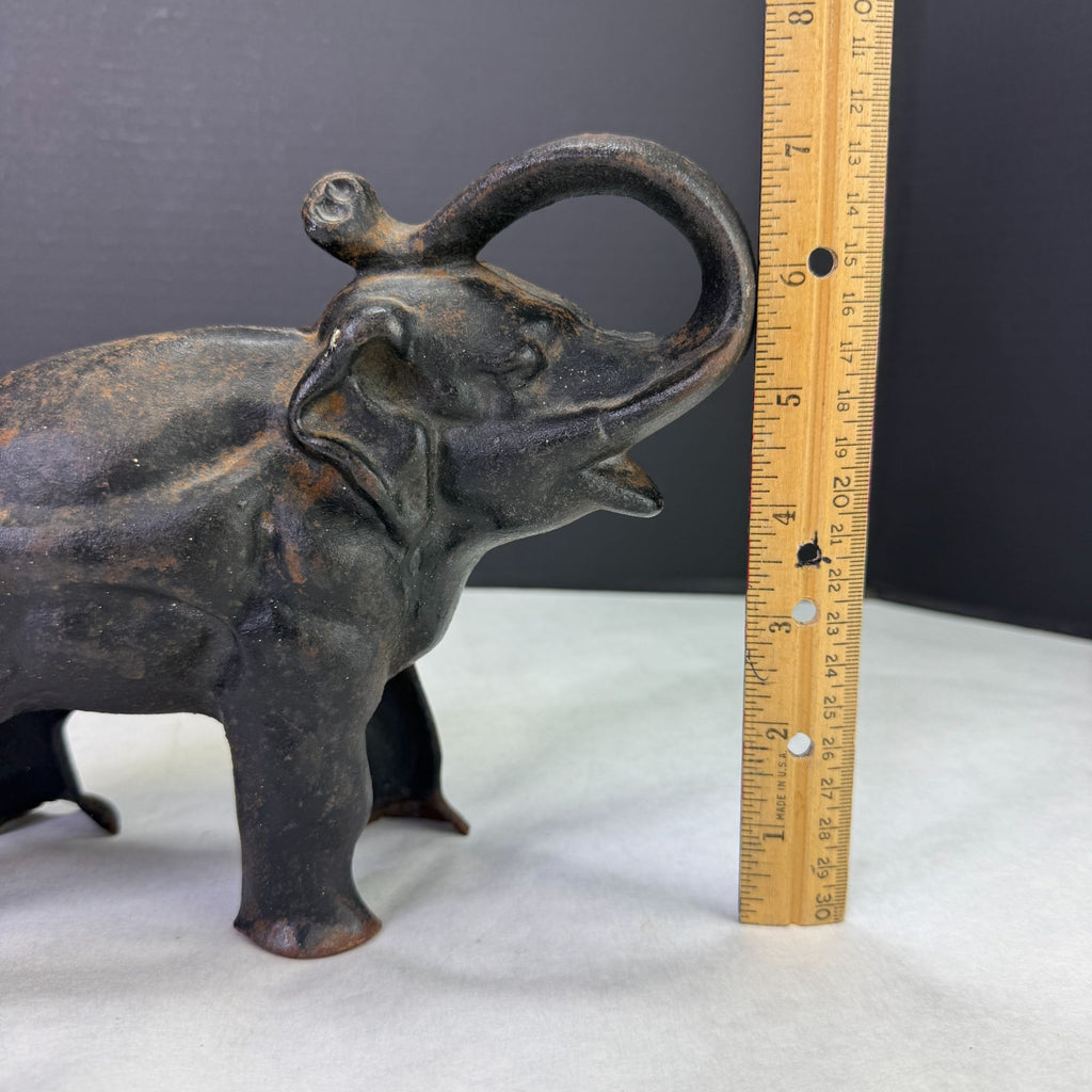 Vintage Cast Iron Metal Elephant Coin Bank