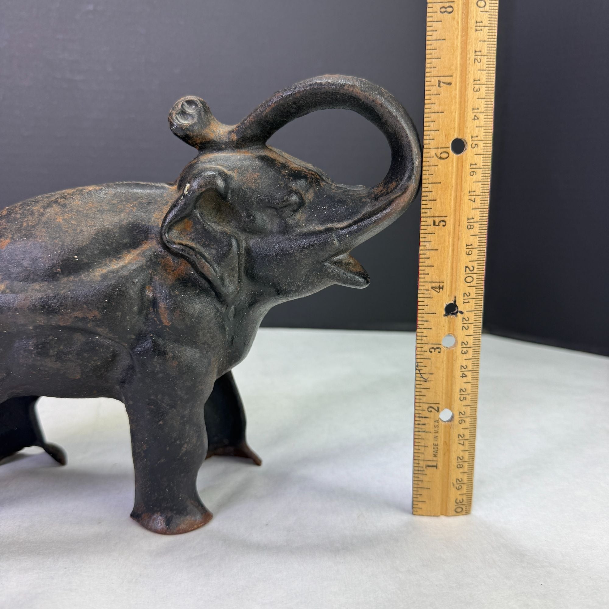 Vintage Cast Iron Metal Elephant Coin Bank