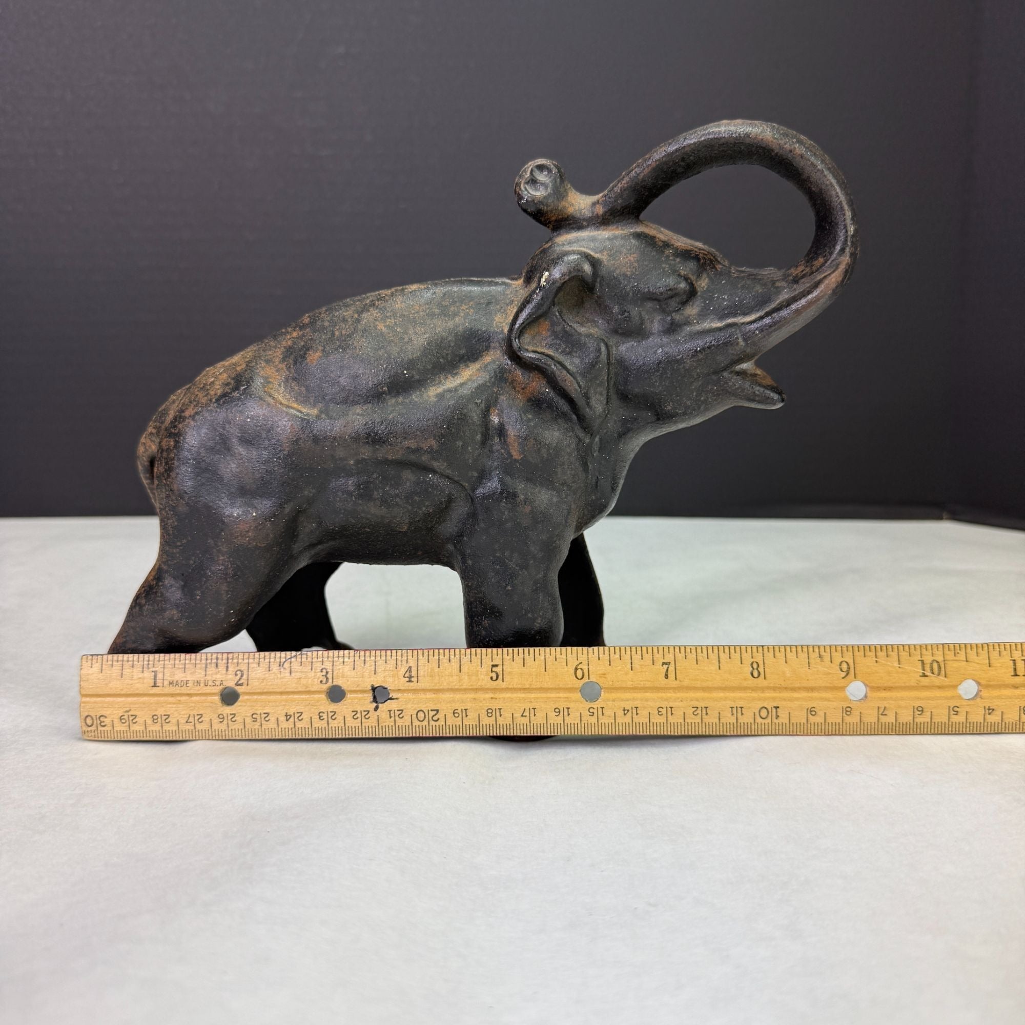 Vintage Cast Iron Metal Elephant Coin Bank