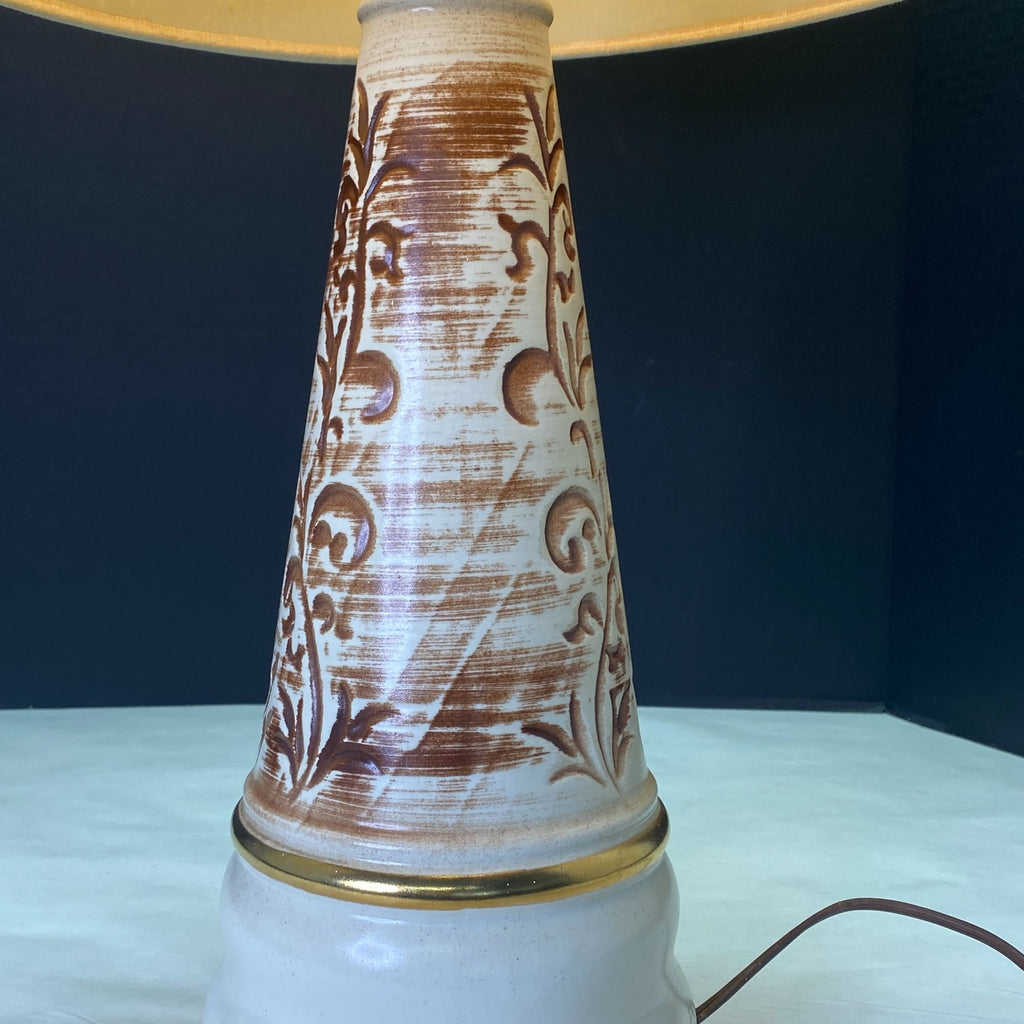 Vintage Mid Century Kron Ceramic Brown Beige Table Lamp