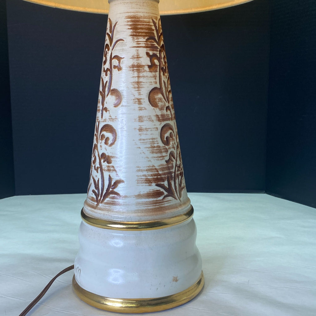 Vintage Mid Century Kron Ceramic Brown Beige Table Lamp